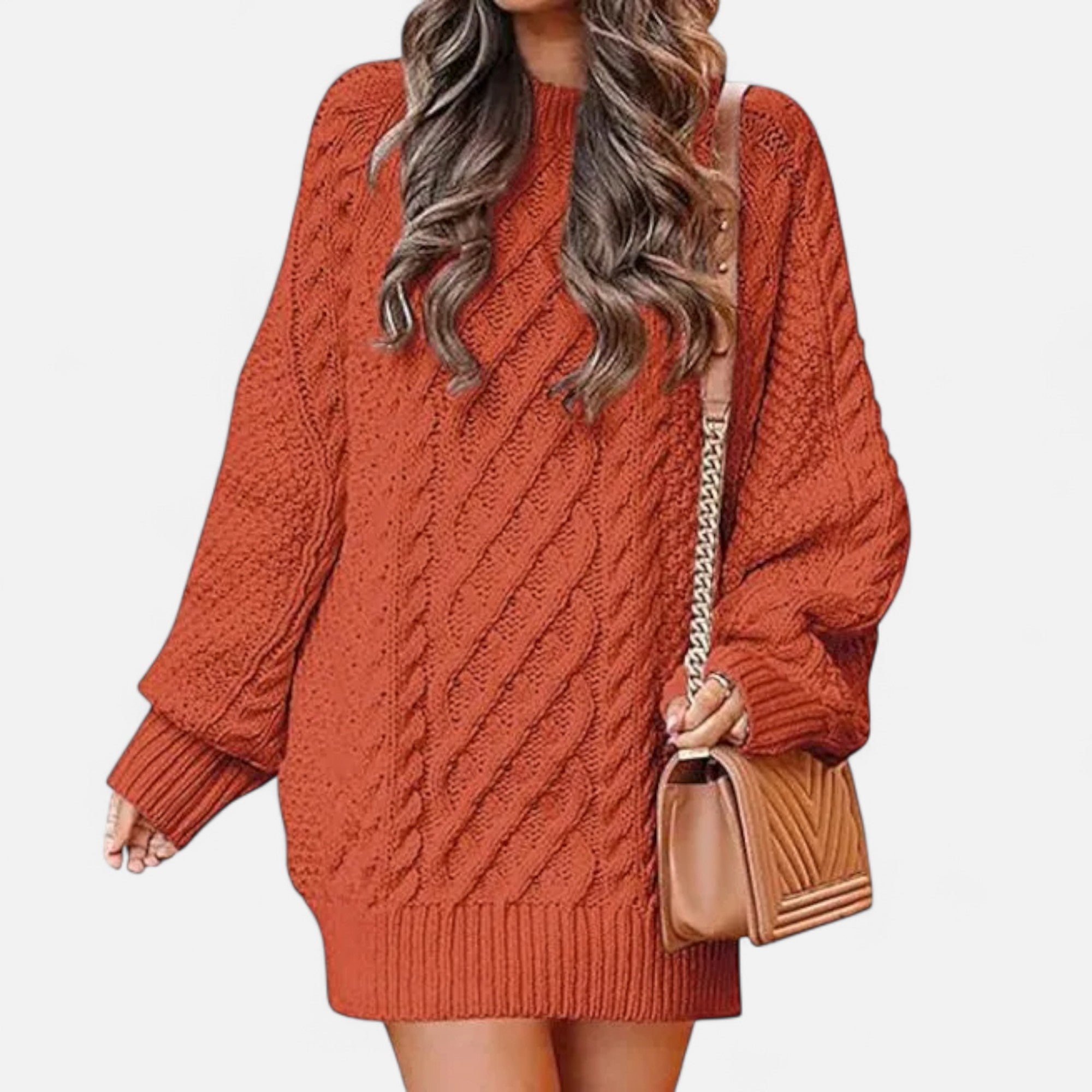Valrien | Women’s Cable Knit Long Sleeve Dress