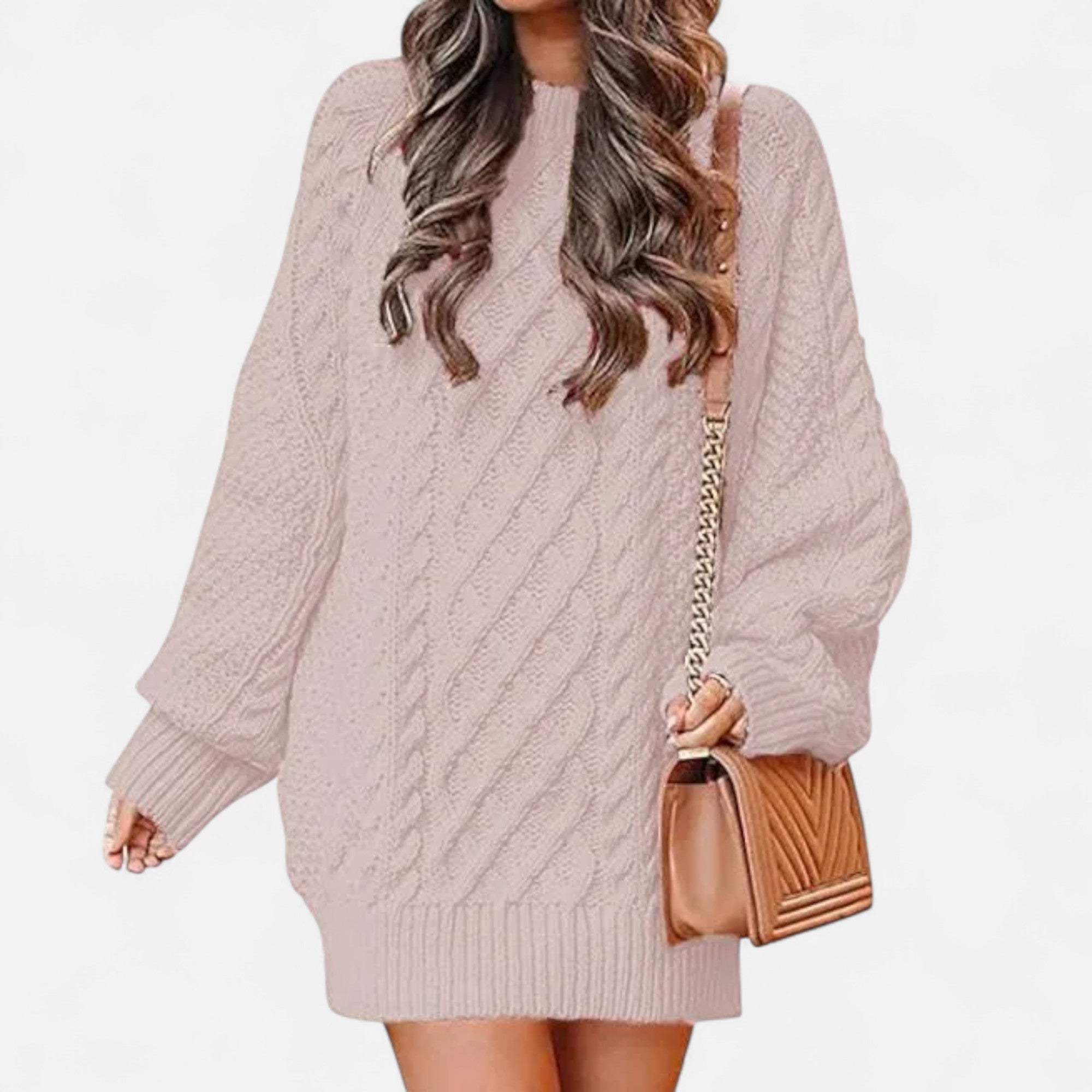Valrien | Women’s Cable Knit Long Sleeve Dress