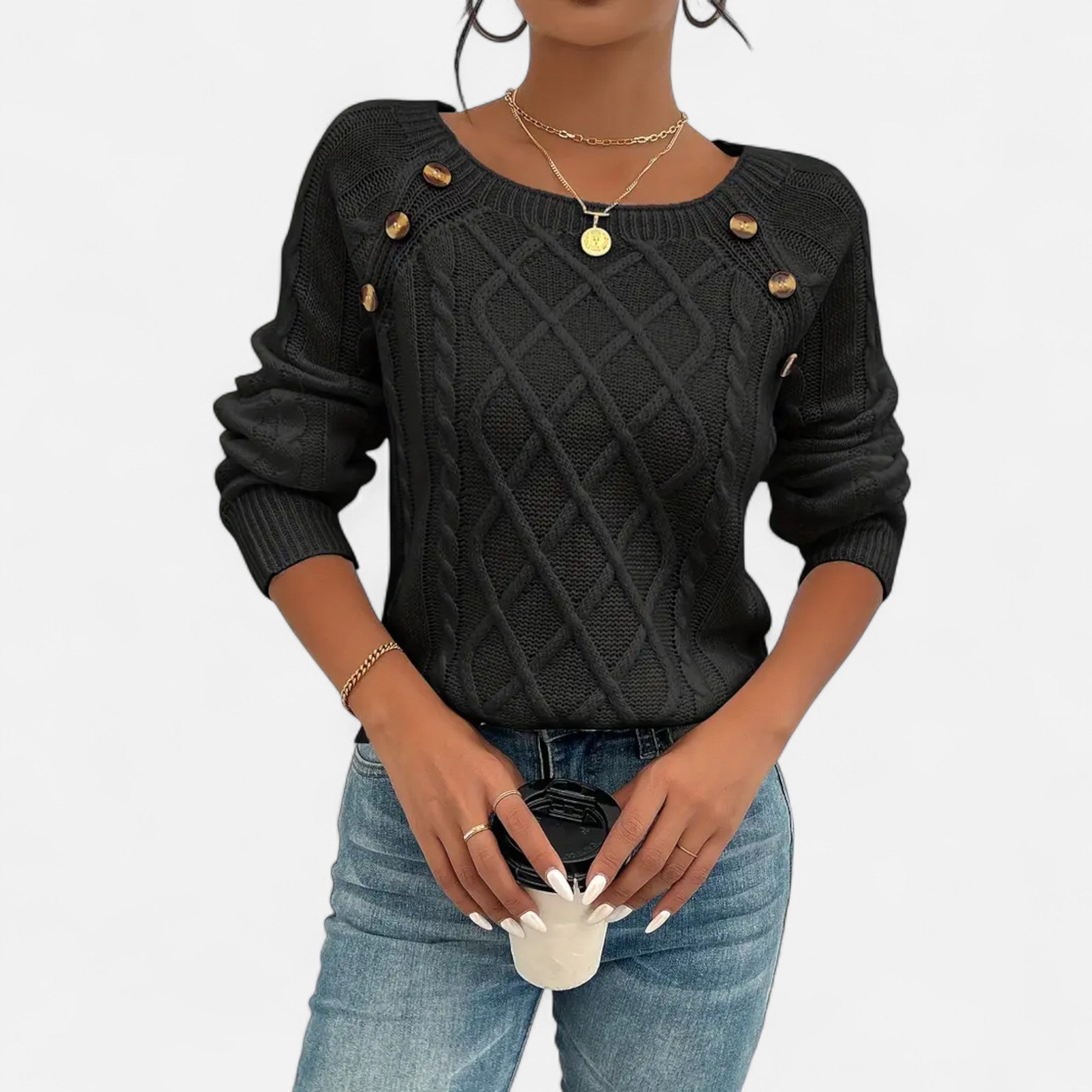 Valrien | Women’s Cable Knit Crew Neck Jumper