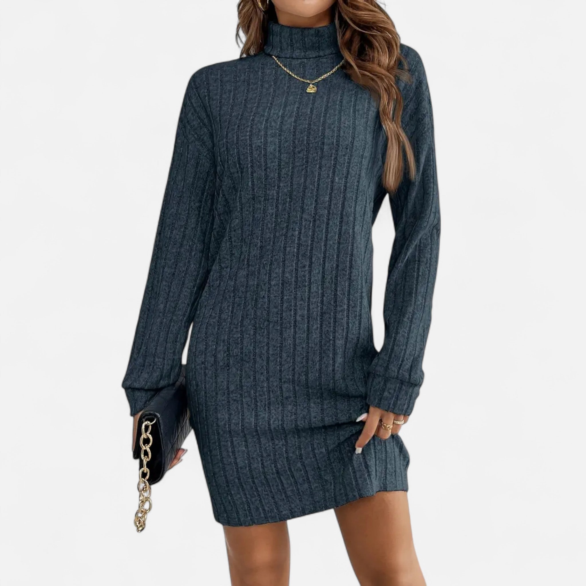 Valrien | Women’s Turtleneck Bodycon Knit Sweater Dress