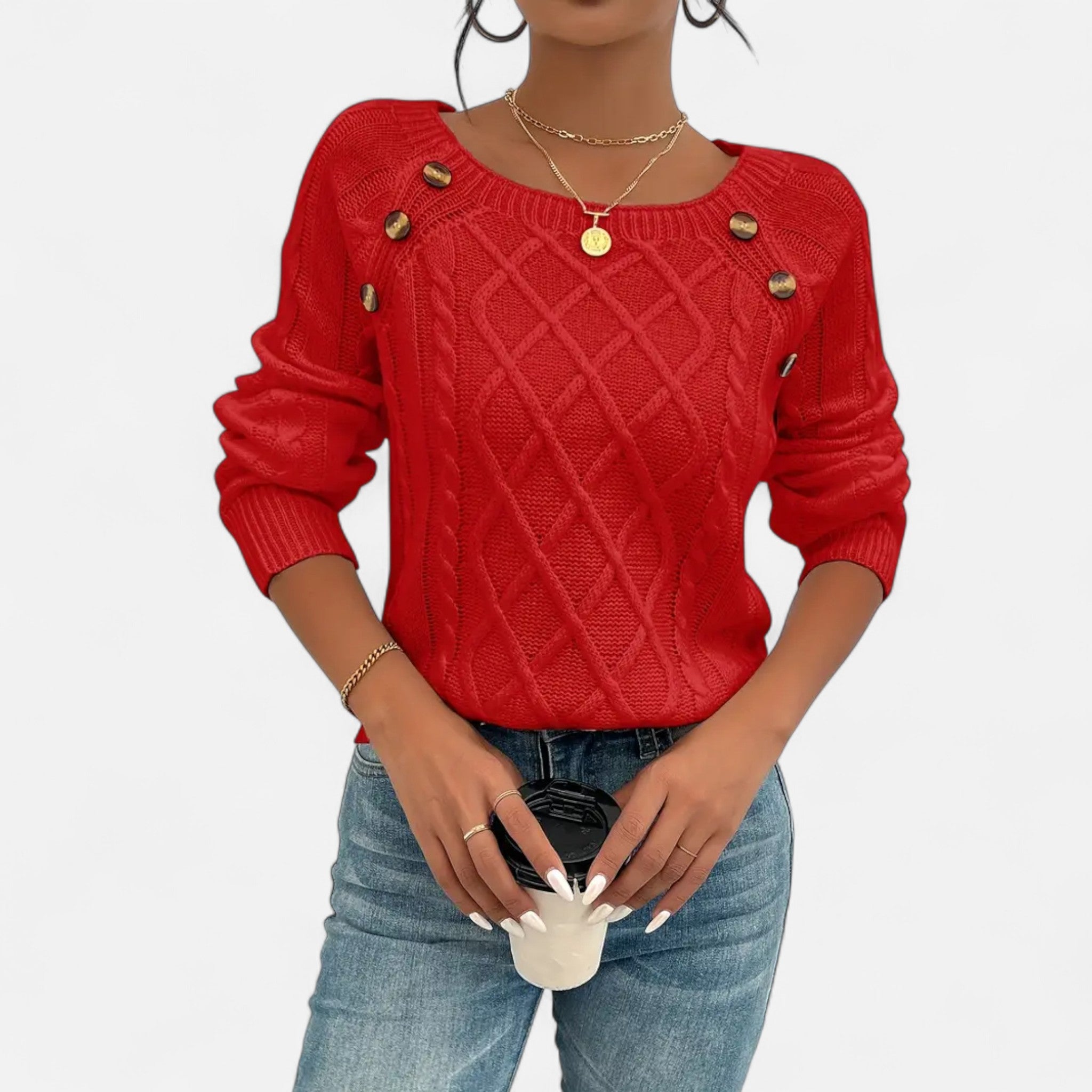 Valrien | Women’s Cable Knit Crew Neck Jumper