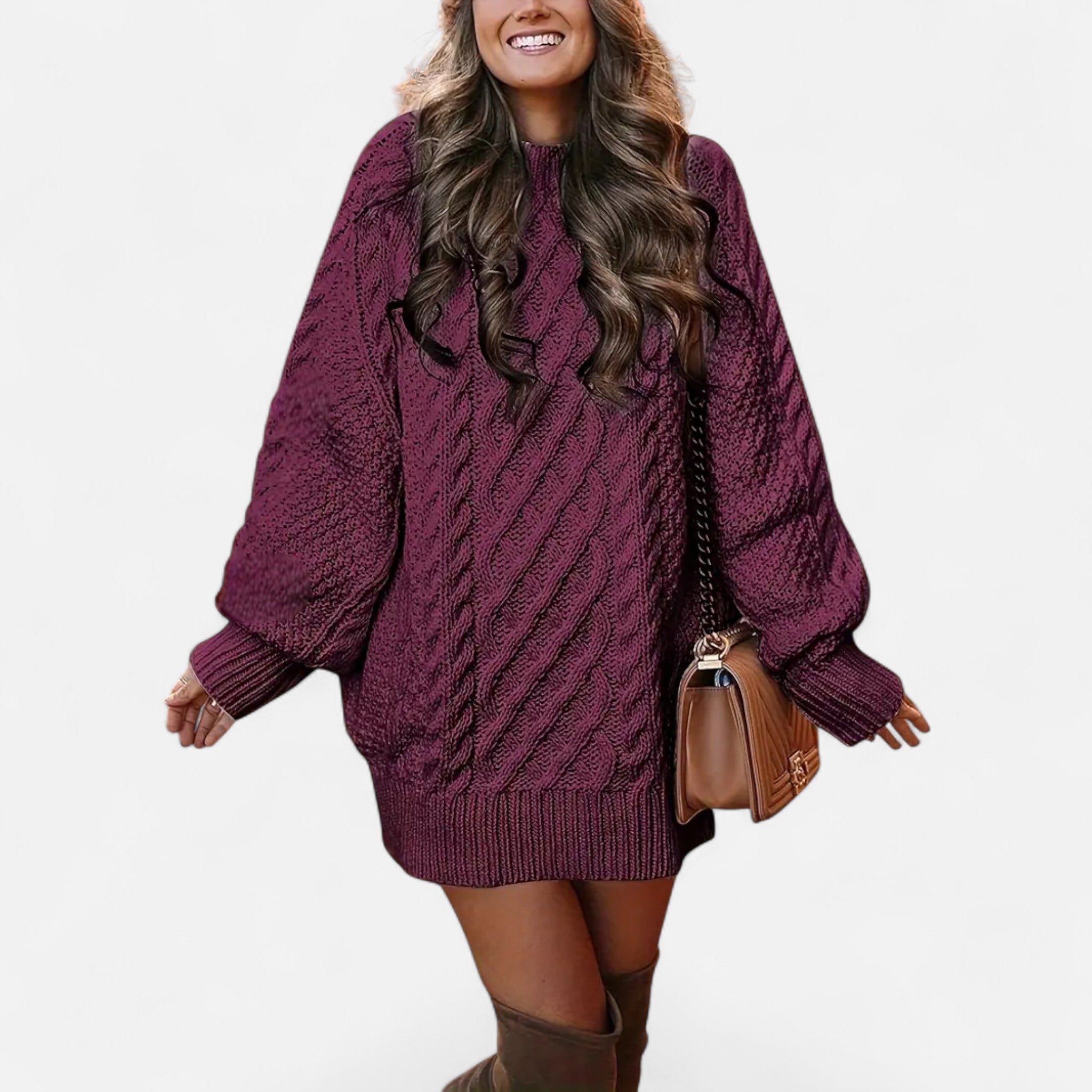 Valrien | Women’s Cable Knit Long Sleeve Dress