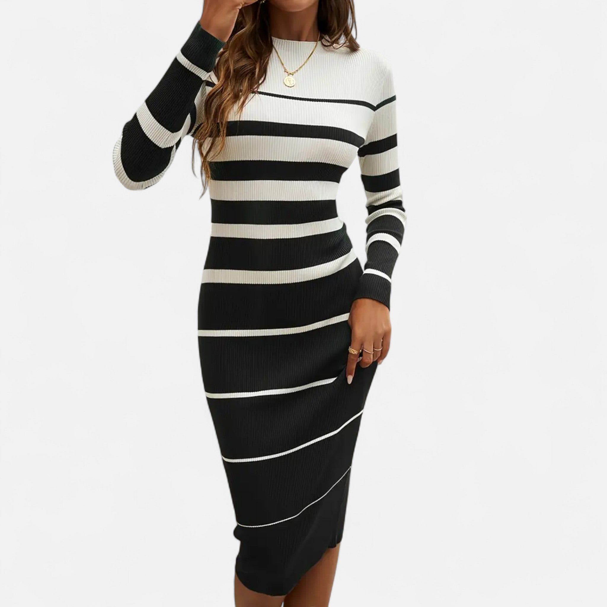 Valrien | Women’s Slim Fit Striped Sweater Dress