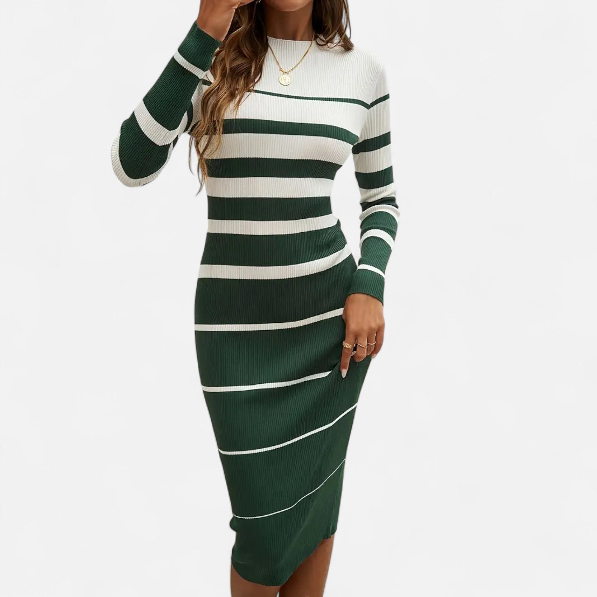 Valrien | Women’s Slim Fit Striped Sweater Dress