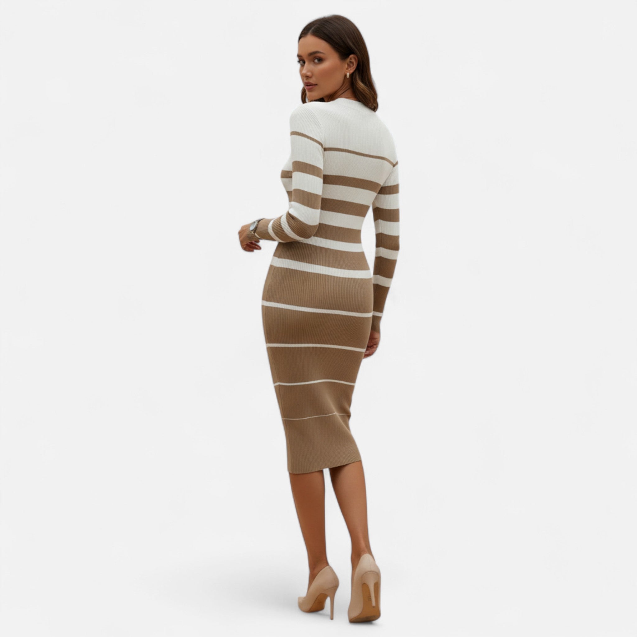Valrien | Women’s Slim Fit Striped Sweater Dress