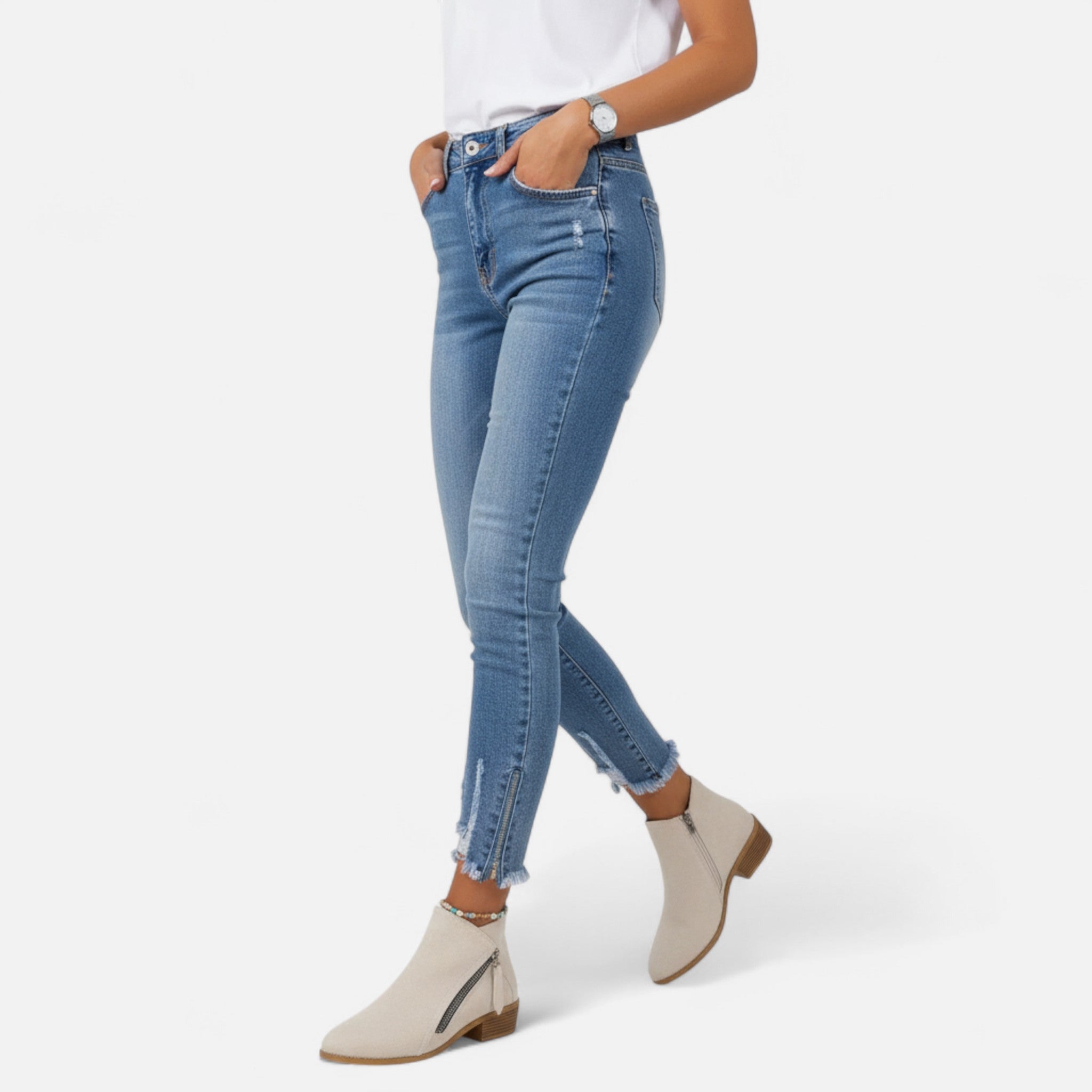 Valrien | Women’s Chunky Heel Ankle Boots with Zipper