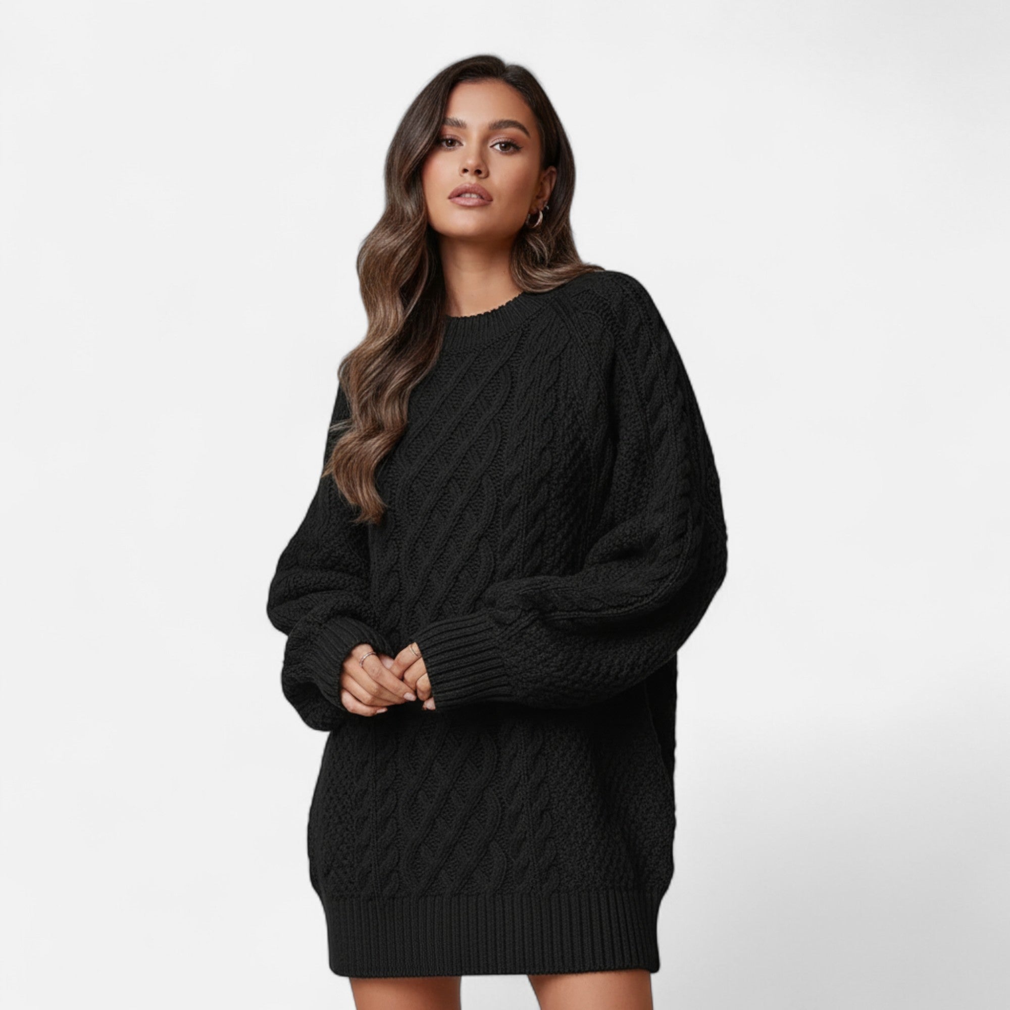 Valrien | Women’s Cable Knit Long Sleeve Dress