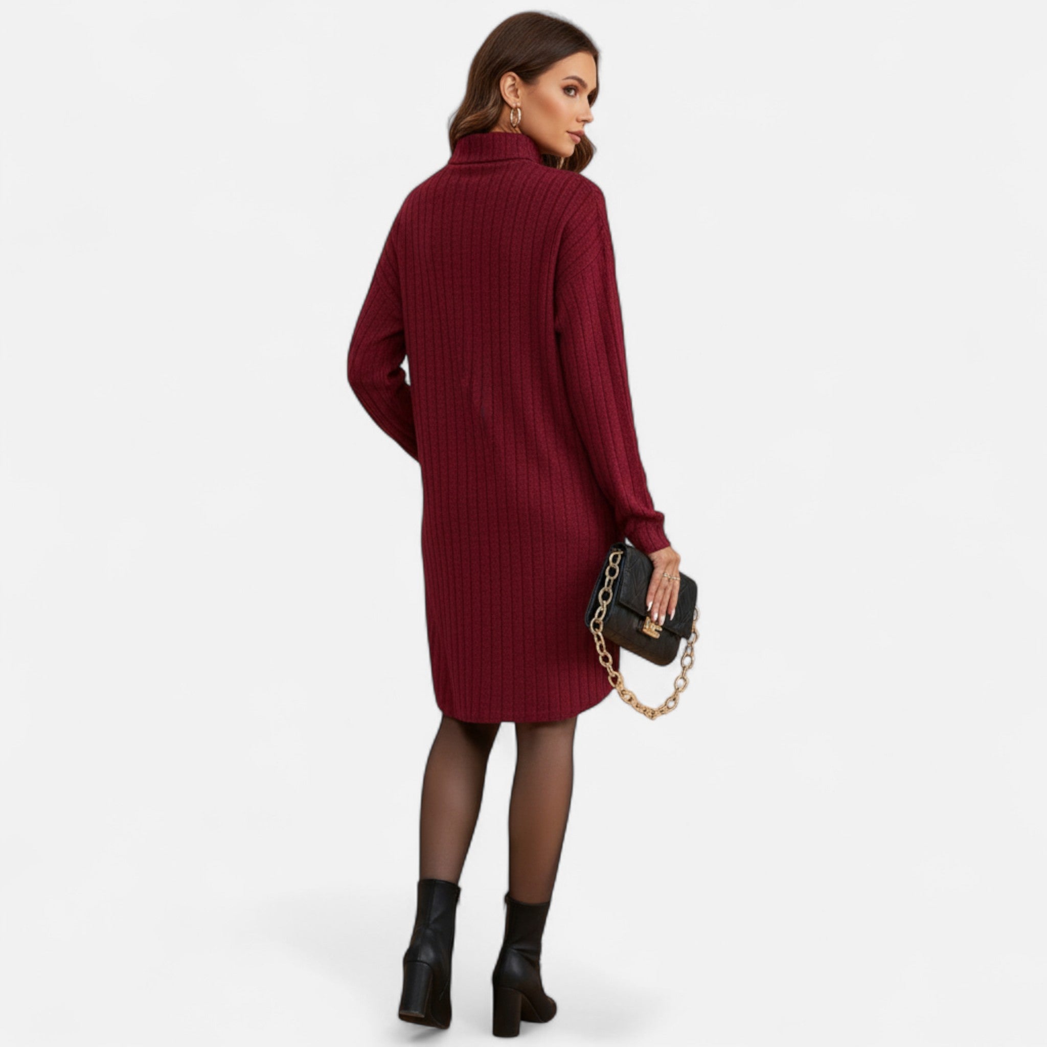 Valrien | Women’s Turtleneck Bodycon Knit Sweater Dress