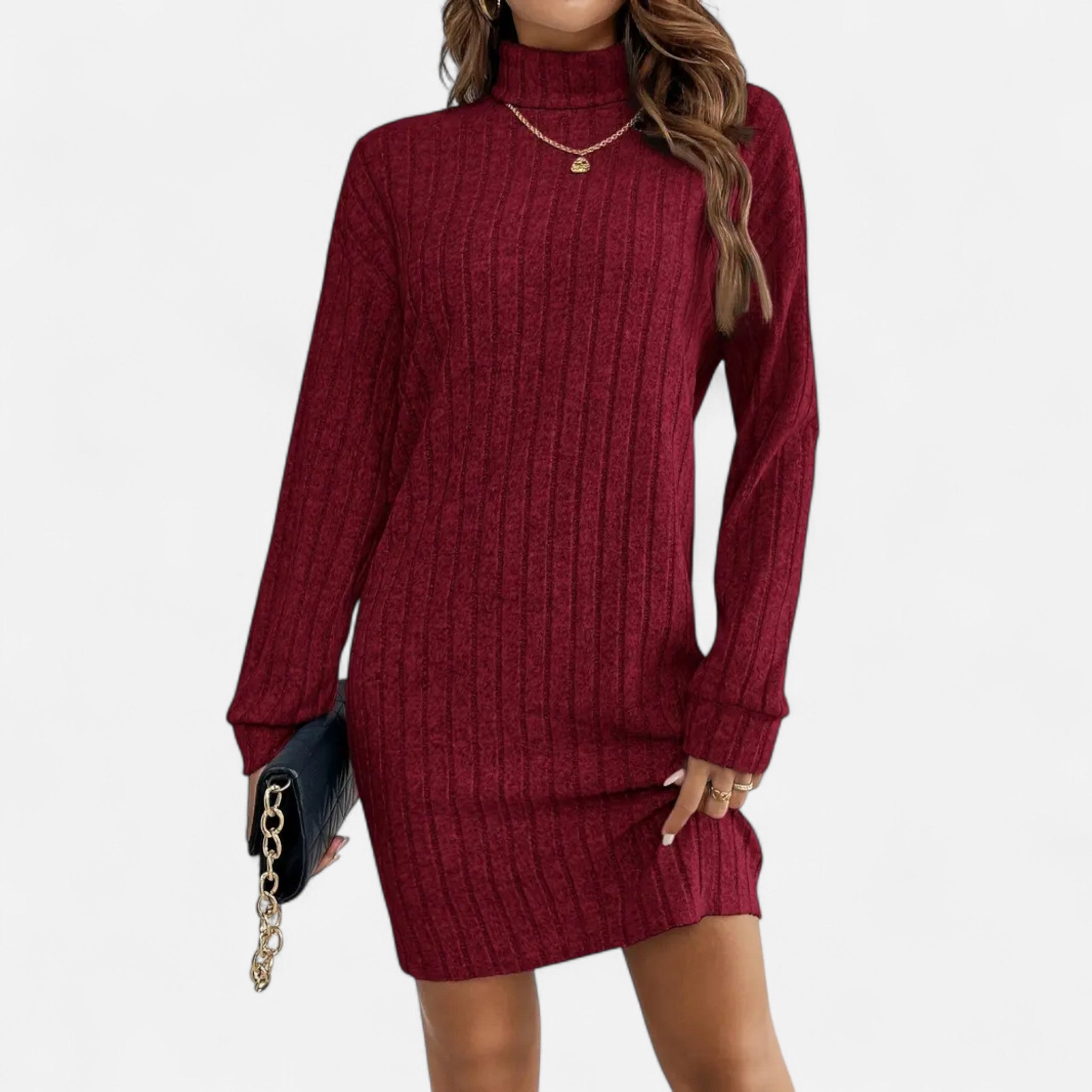 Valrien | Women’s Turtleneck Bodycon Knit Sweater Dress