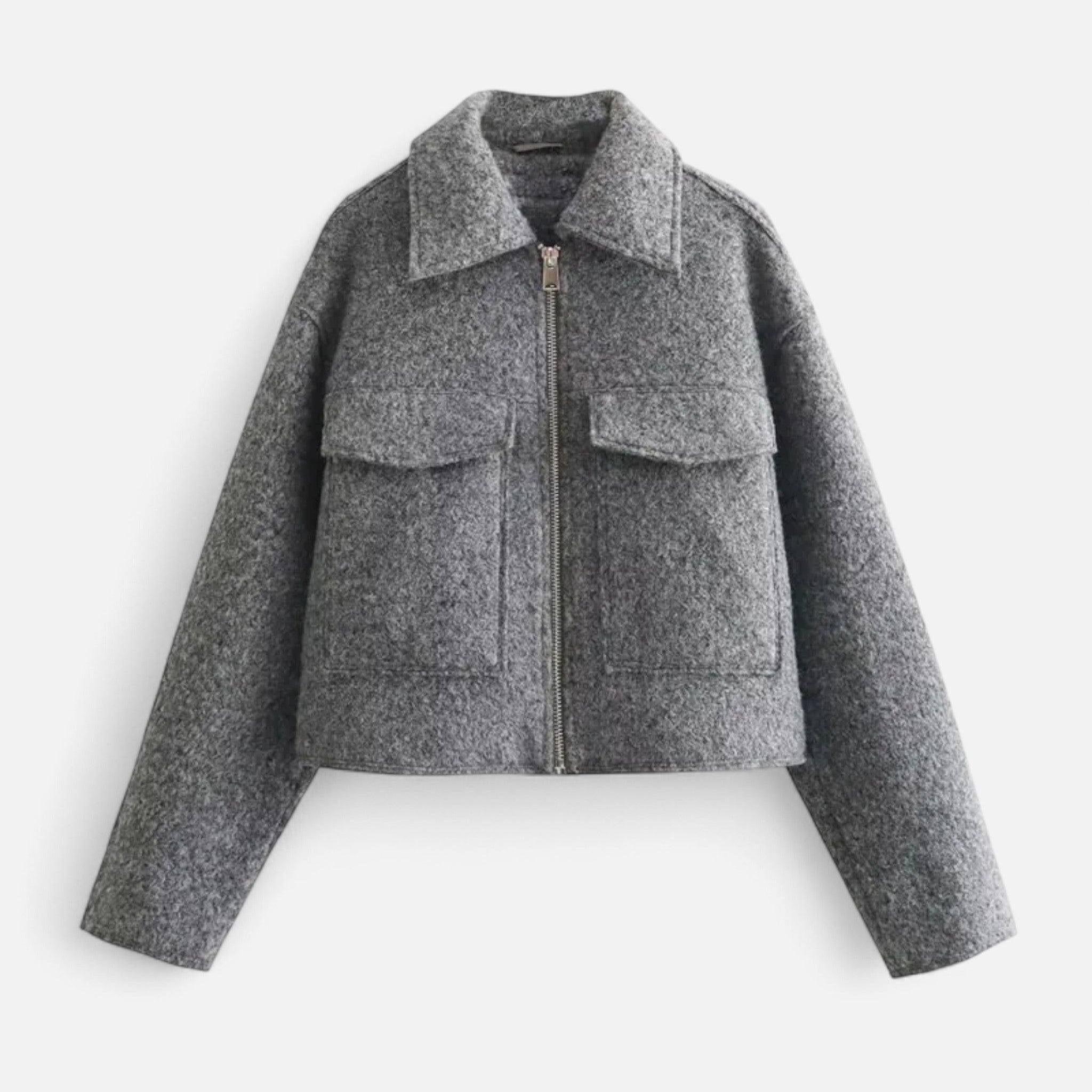 Valrien | Women’s Cropped Tweed Jacket – Short Zippered Elegance