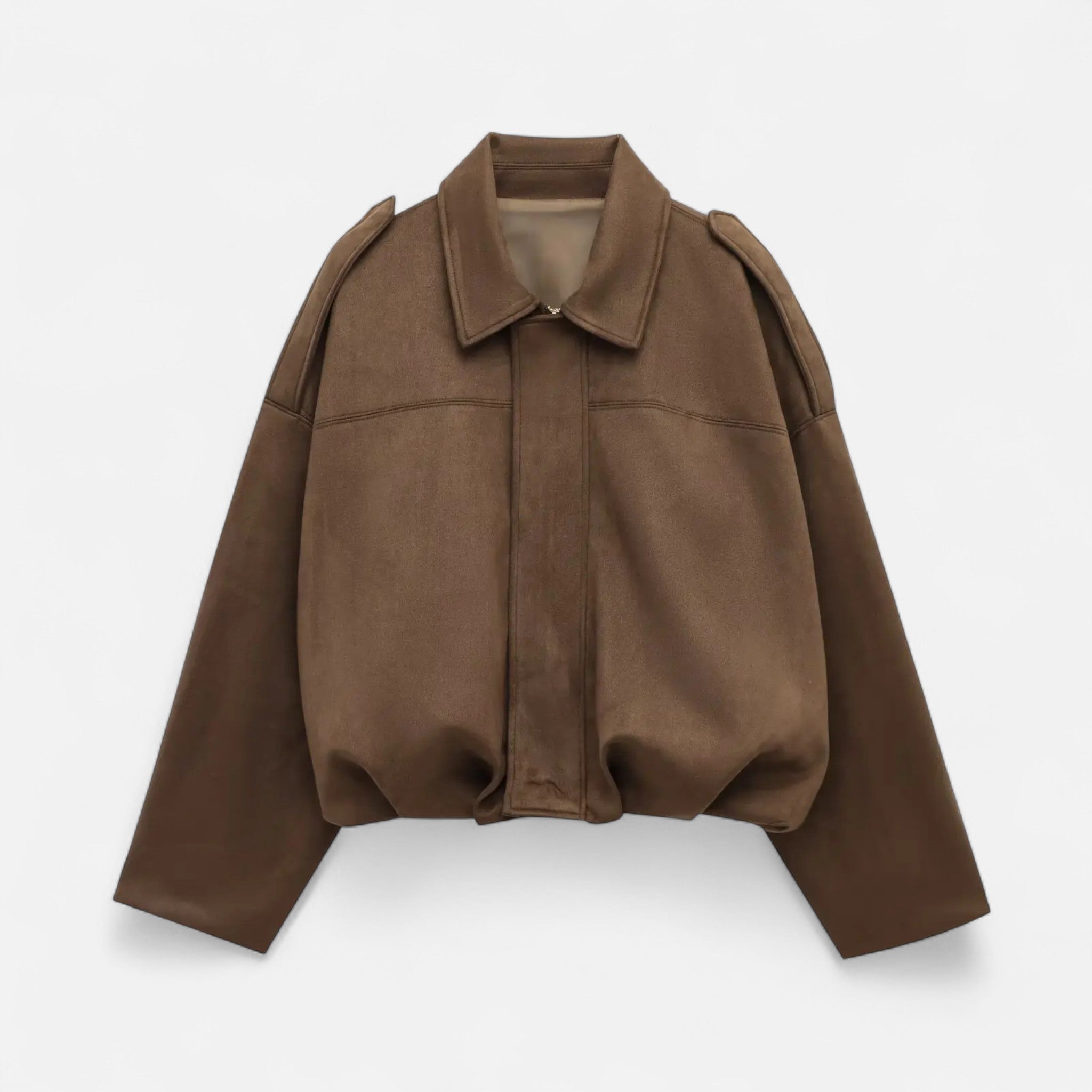 Valrien | Women’s Suede Bomber Jacket – Vintage Zipped Elegance