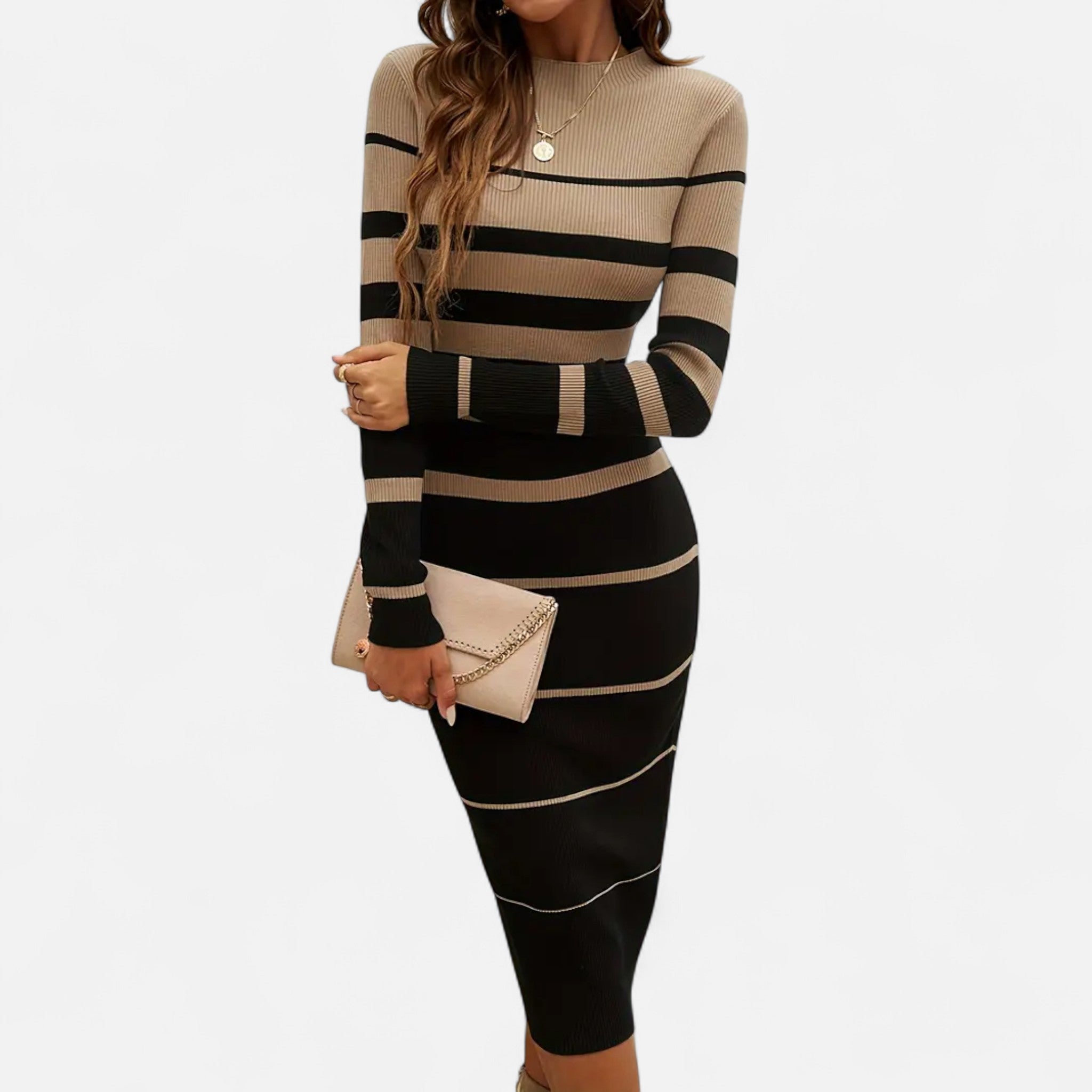 Valrien | Women’s Slim Fit Striped Sweater Dress