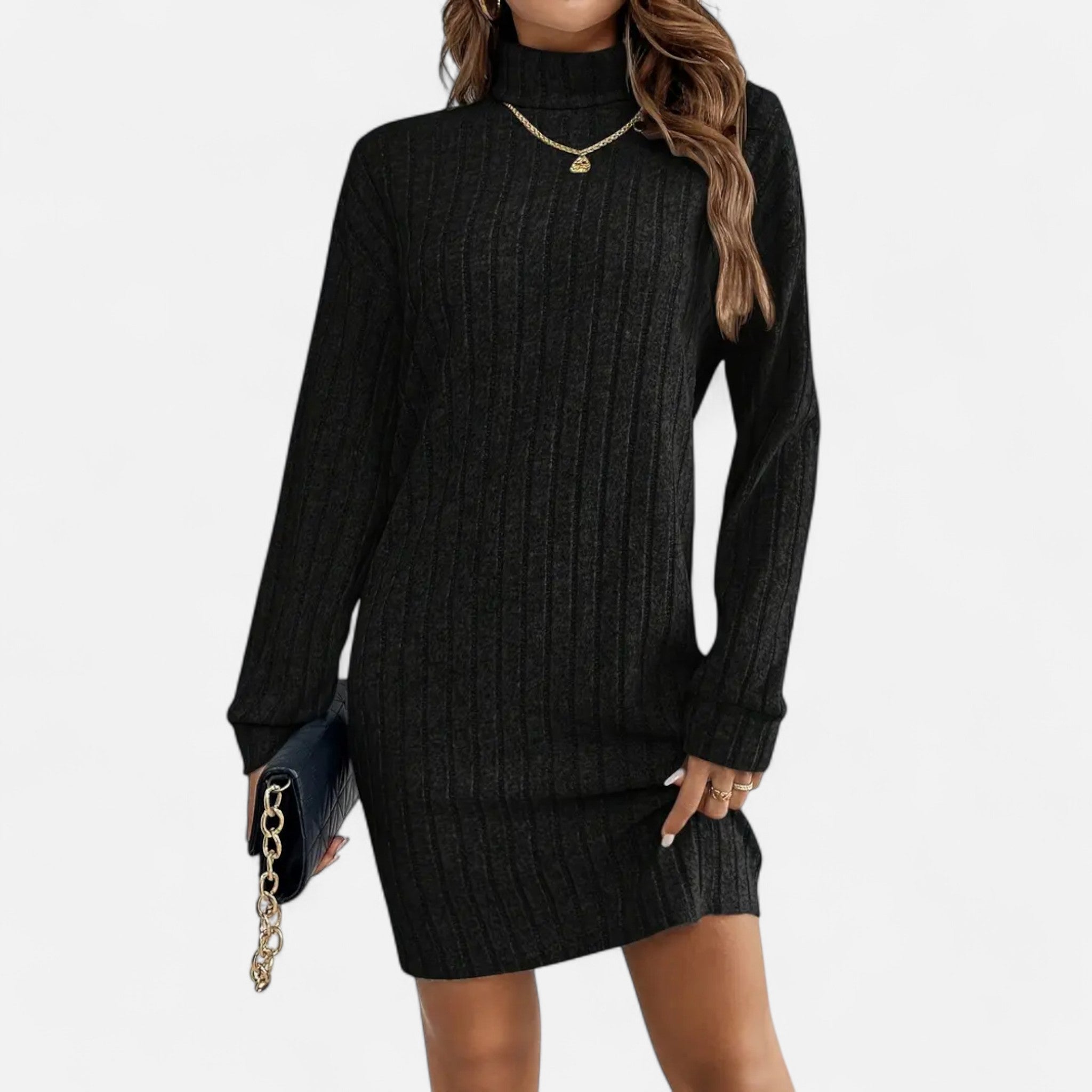 Valrien | Women’s Turtleneck Bodycon Knit Sweater Dress