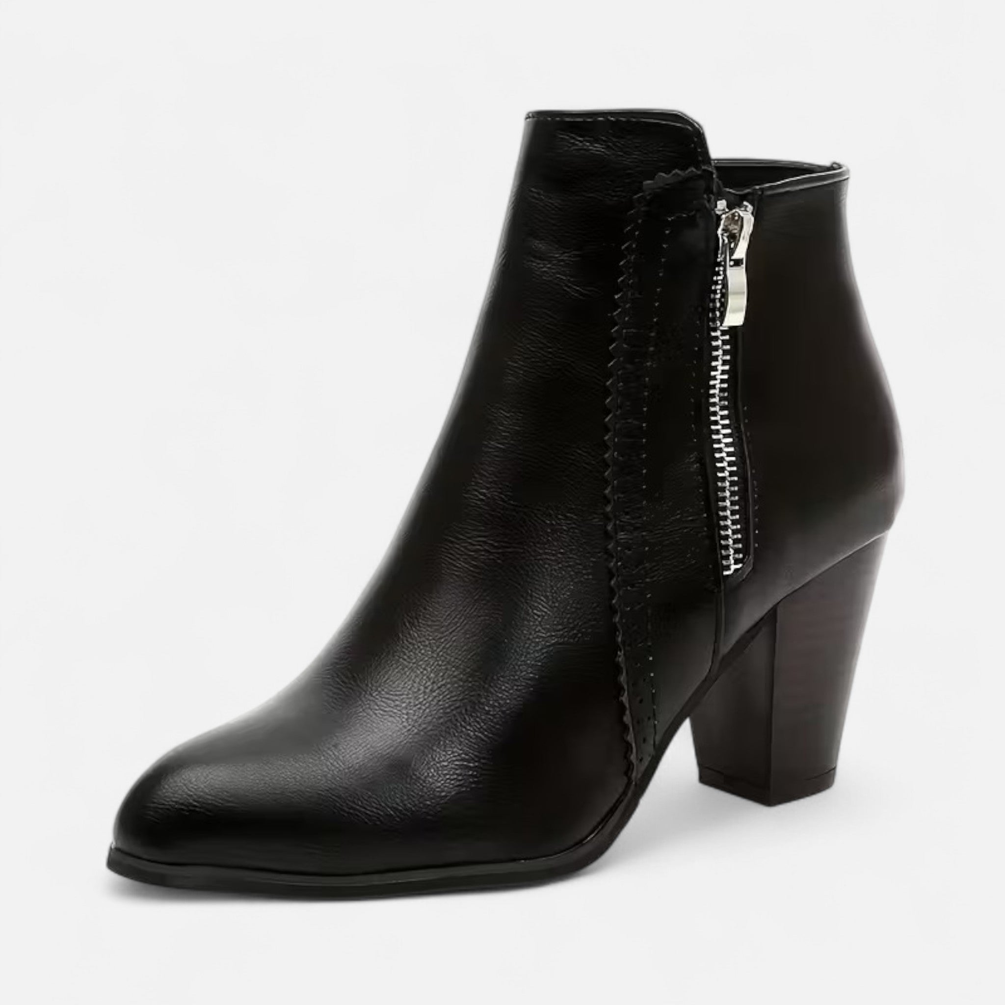 Valrien | Women’s Block Heel Ankle Boots with Side Zipper