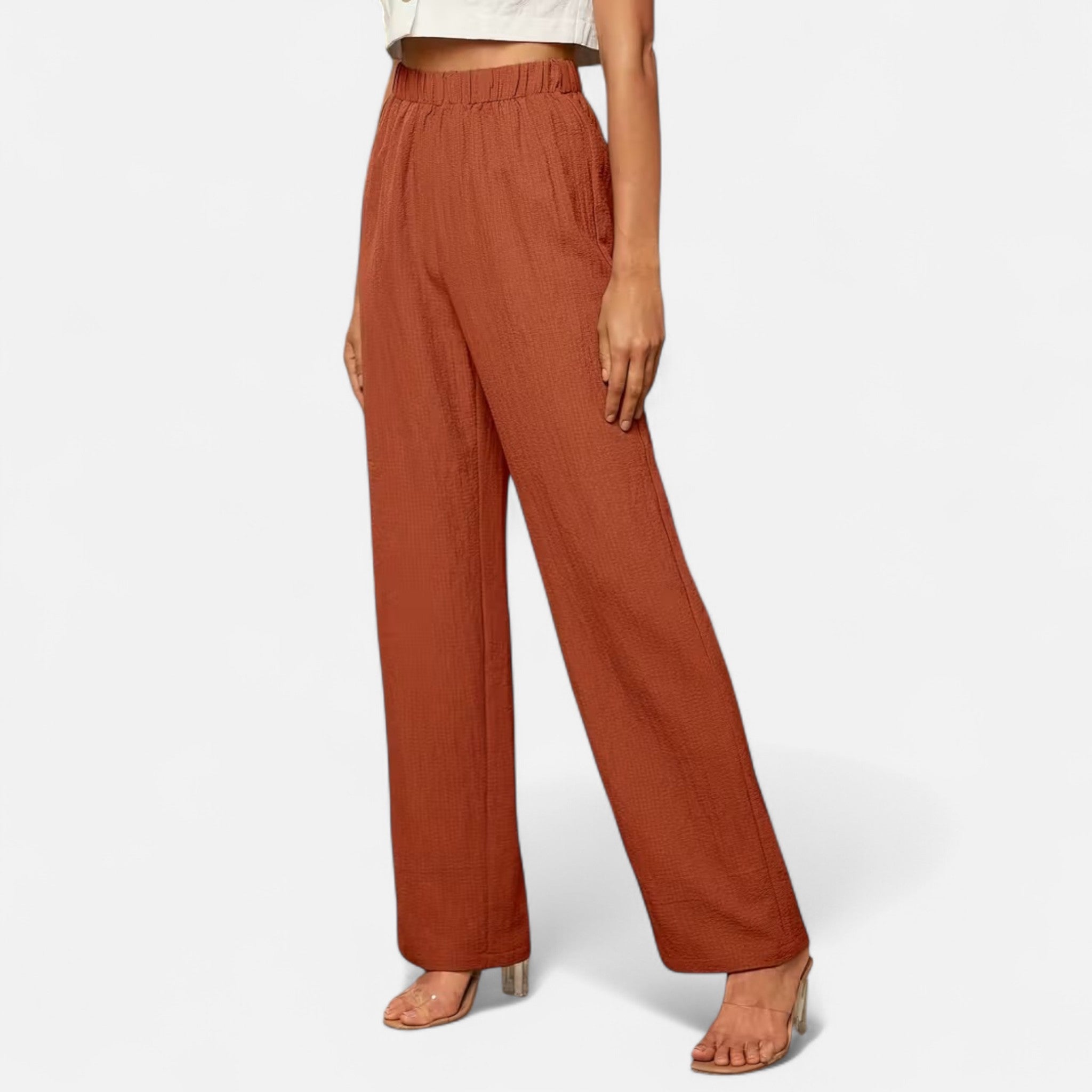 Valrien | Women’s High-Waisted Navy Straight-Leg Trousers