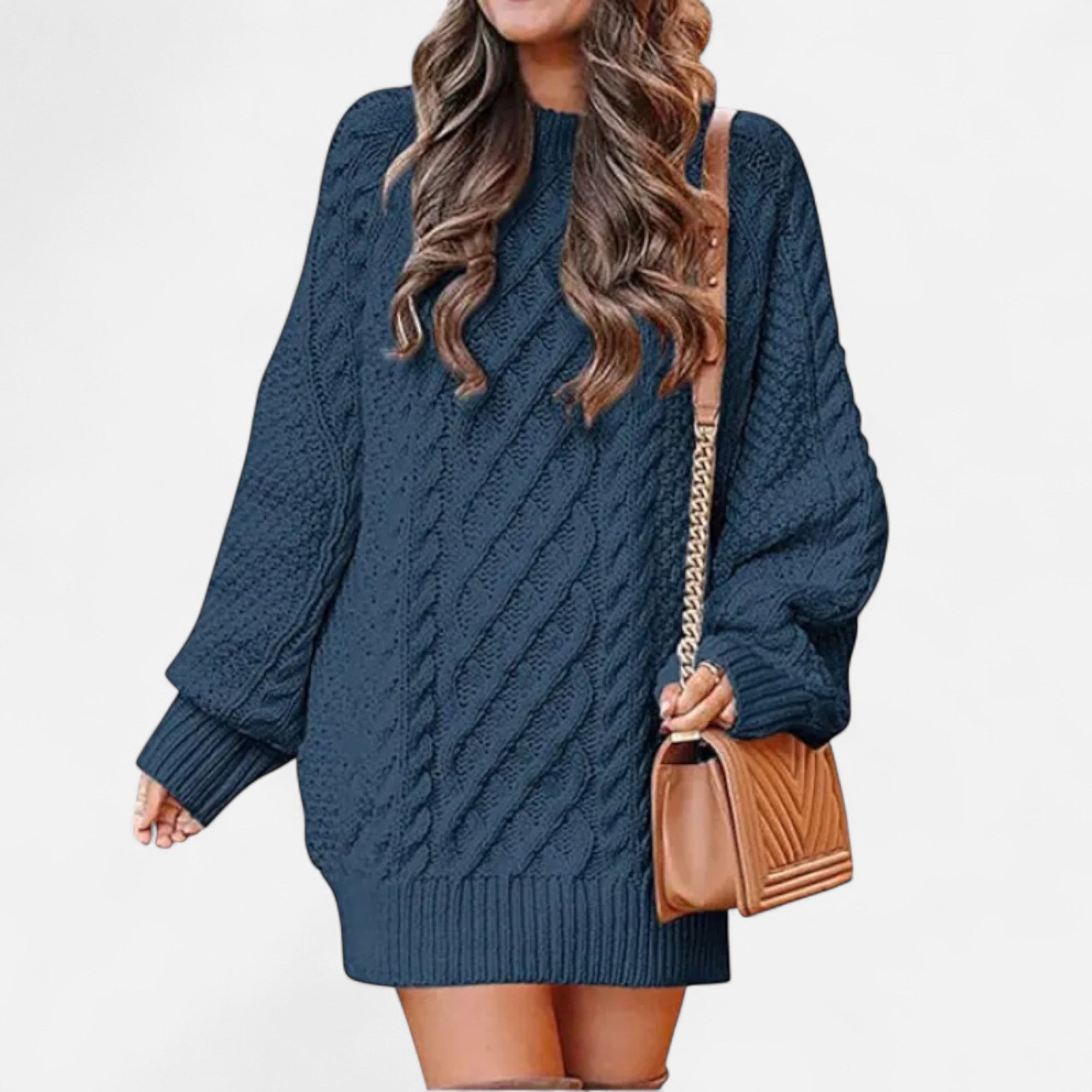 Valrien | Women’s Cable Knit Long Sleeve Dress