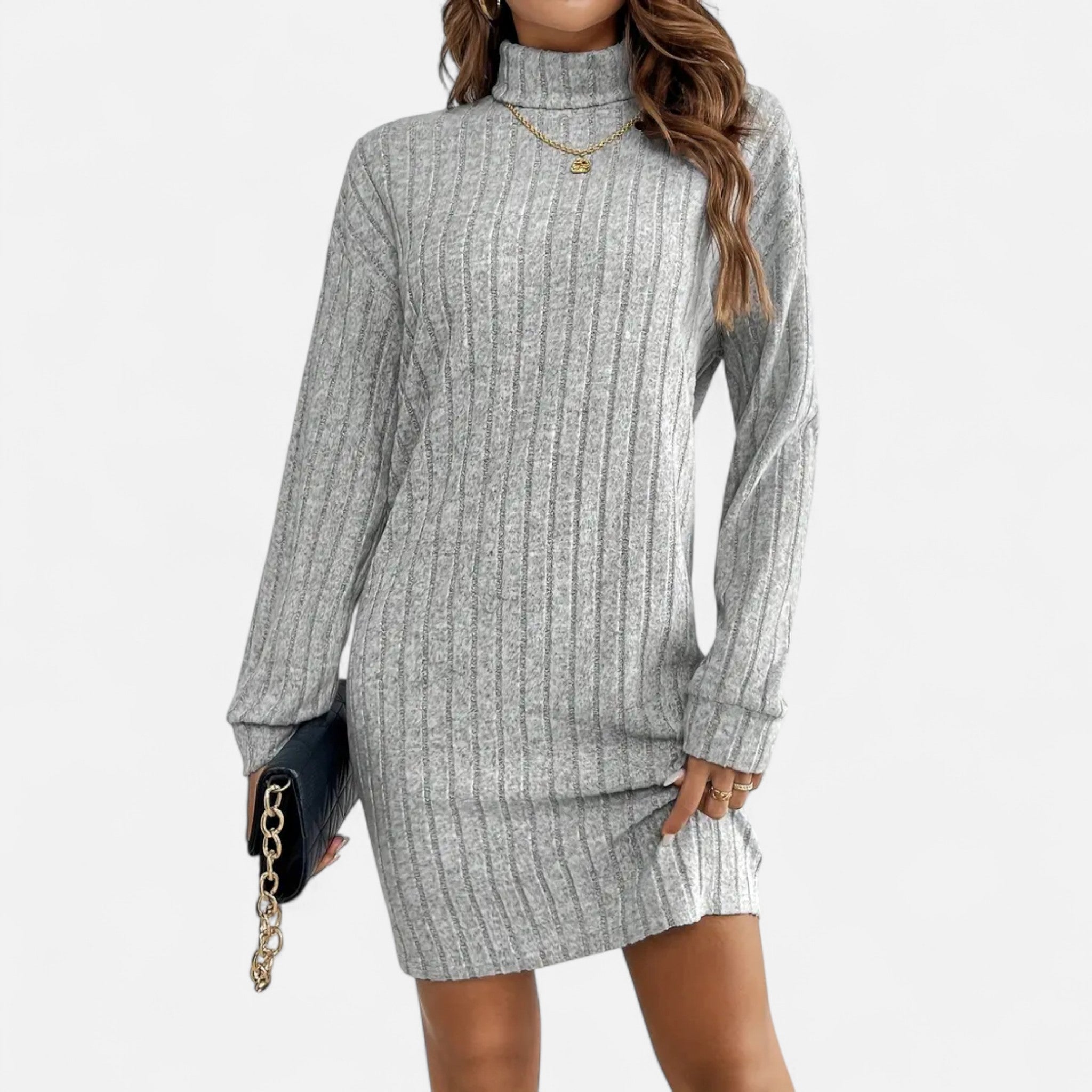 Valrien | Women’s Turtleneck Bodycon Knit Sweater Dress