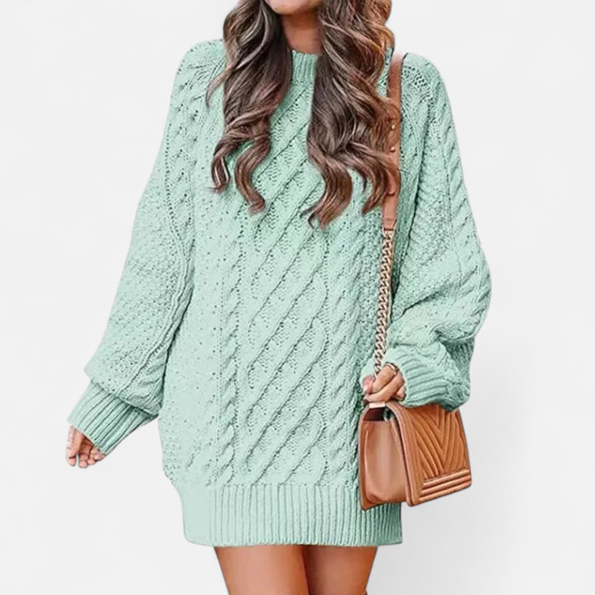 Valrien | Women’s Cable Knit Long Sleeve Dress