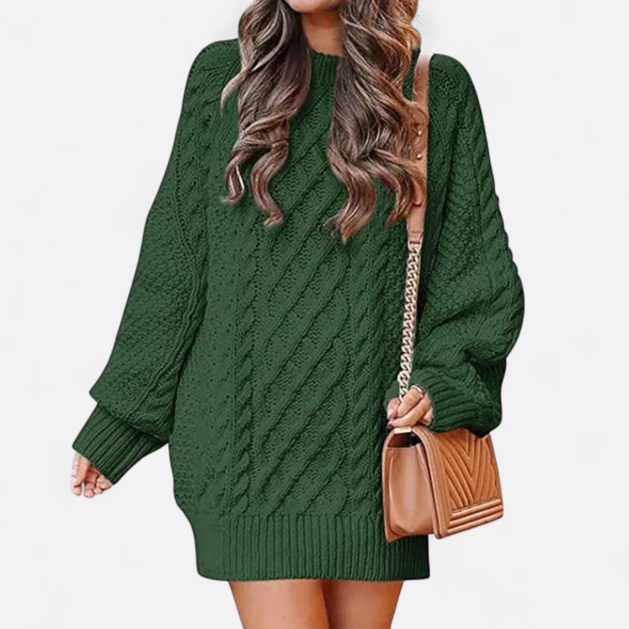 Valrien | Women’s Cable Knit Long Sleeve Dress
