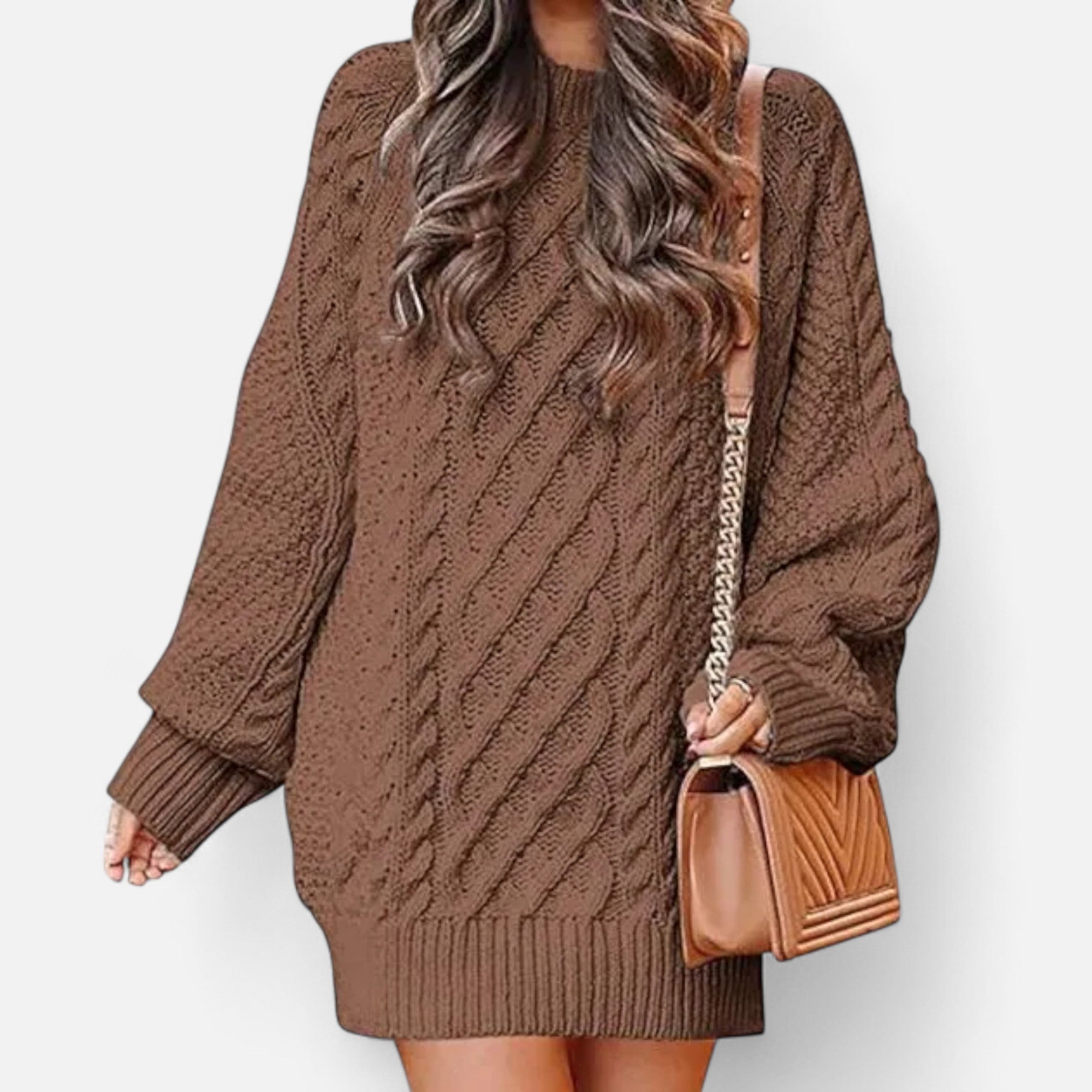 Valrien | Women’s Cable Knit Long Sleeve Dress
