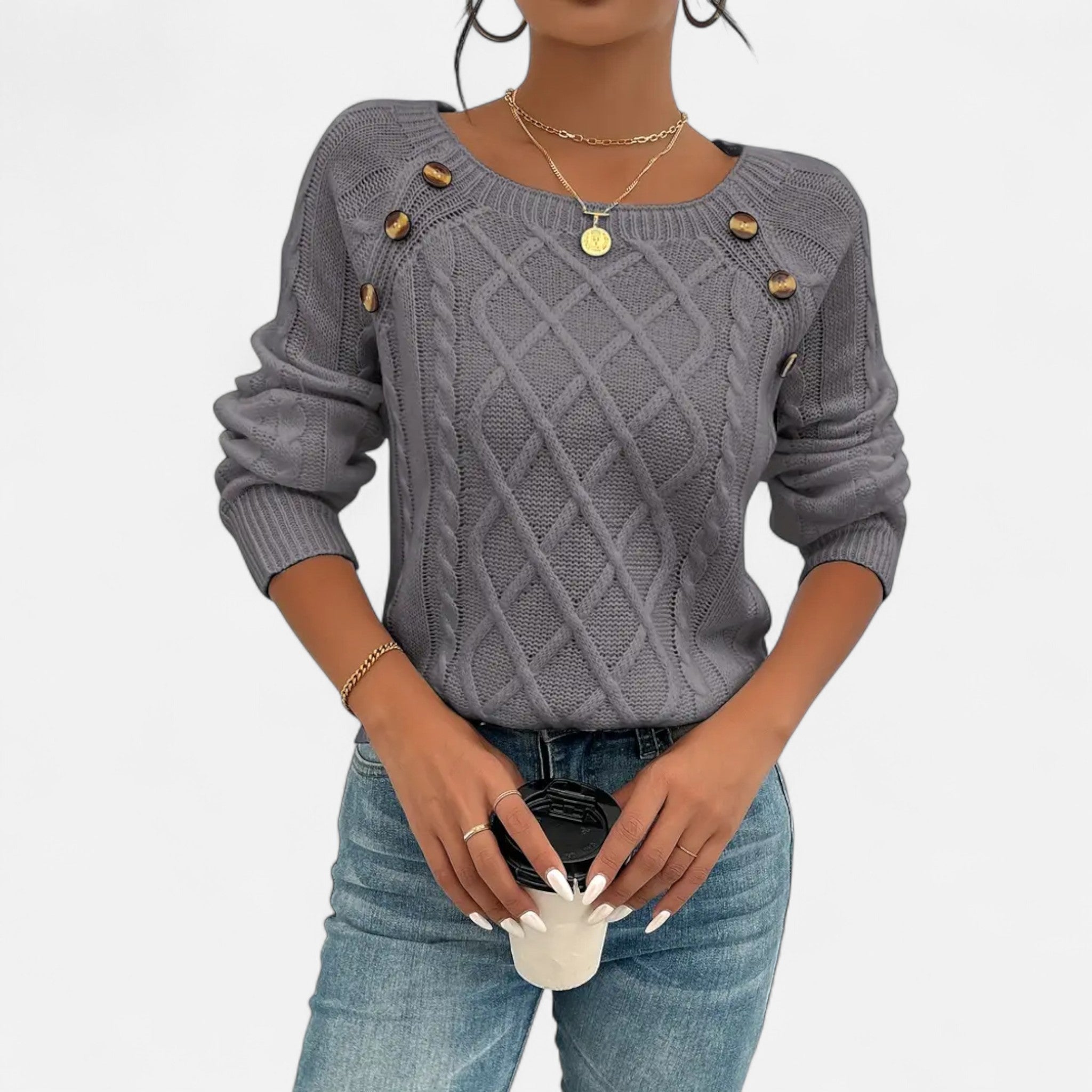 Valrien | Women’s Cable Knit Crew Neck Jumper