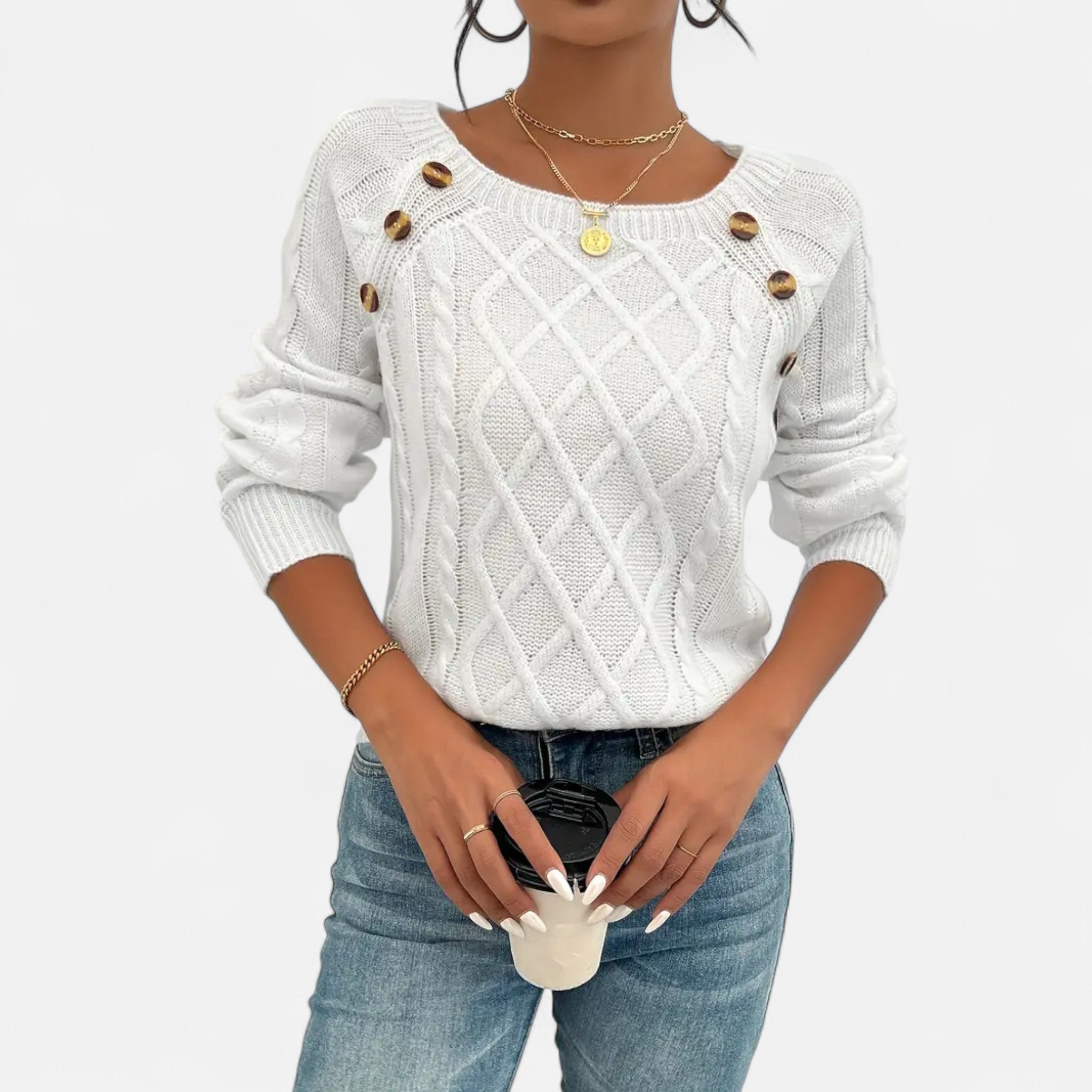 Valrien | Women’s Cable Knit Crew Neck Jumper