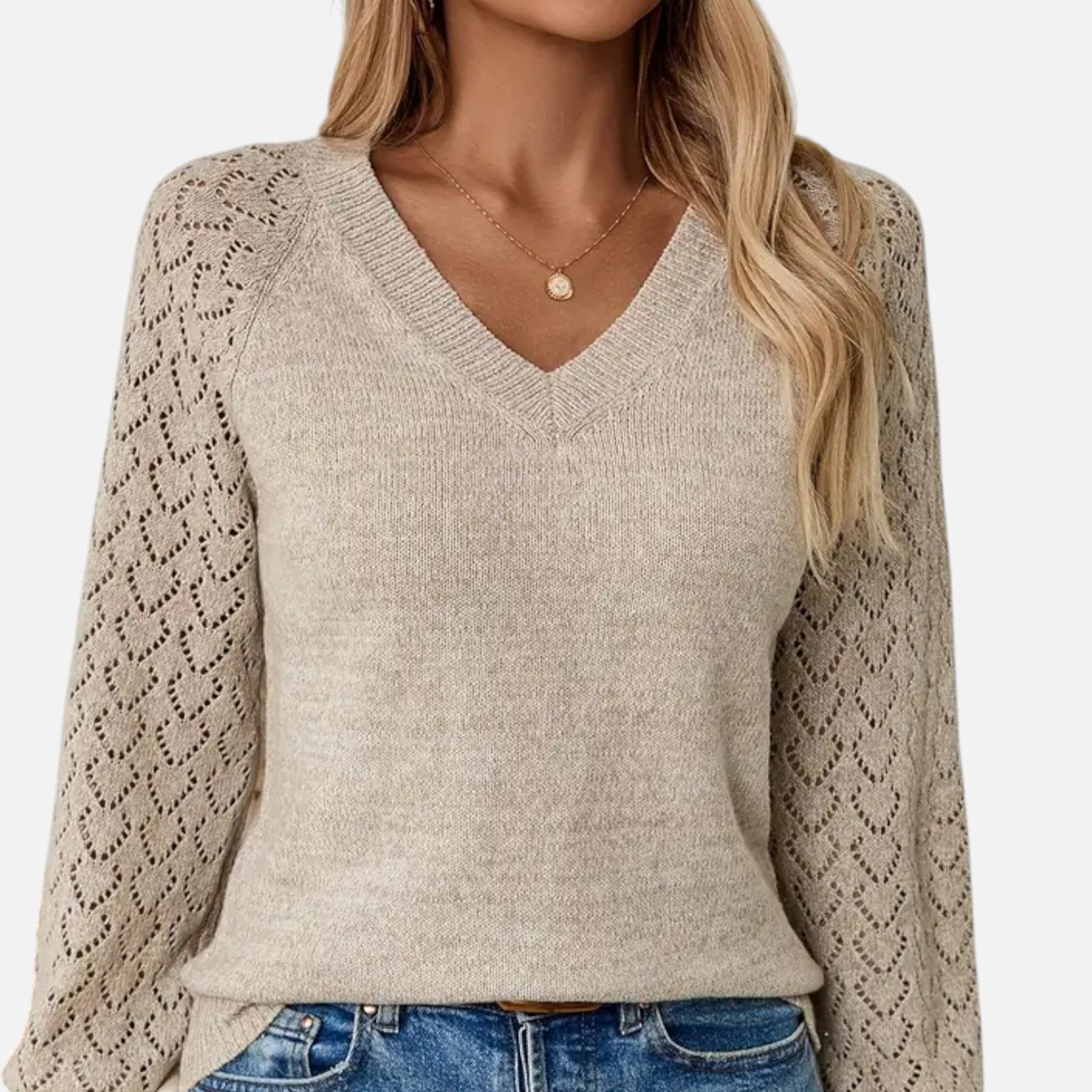 Valrien | Women’s V-Neck Knit Pullover Sweater