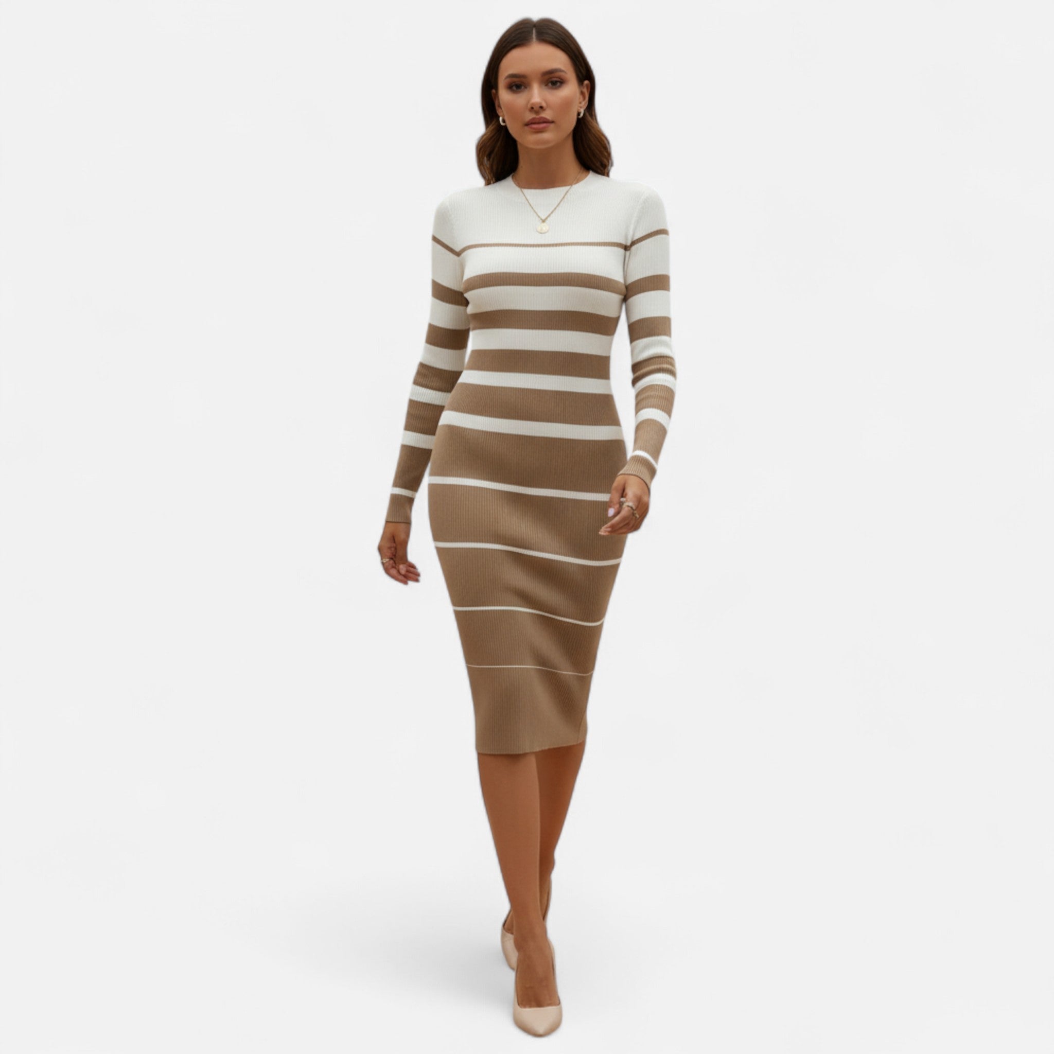 Valrien | Women’s Slim Fit Striped Sweater Dress