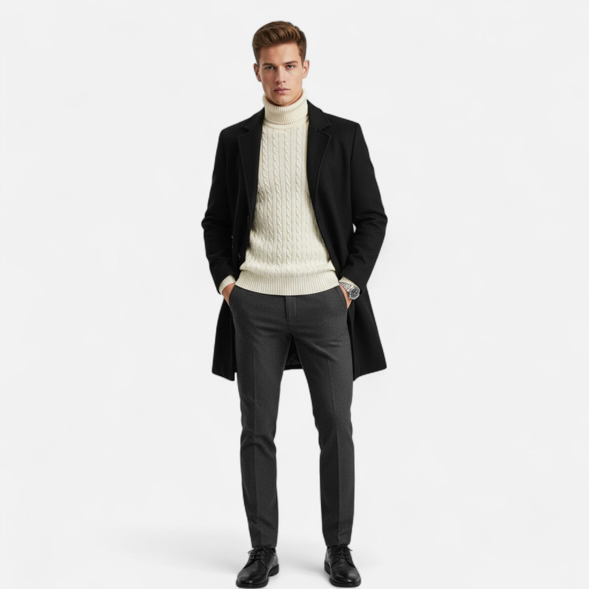 Valrien | Men’s Slim Trench Coat Winter Elegance