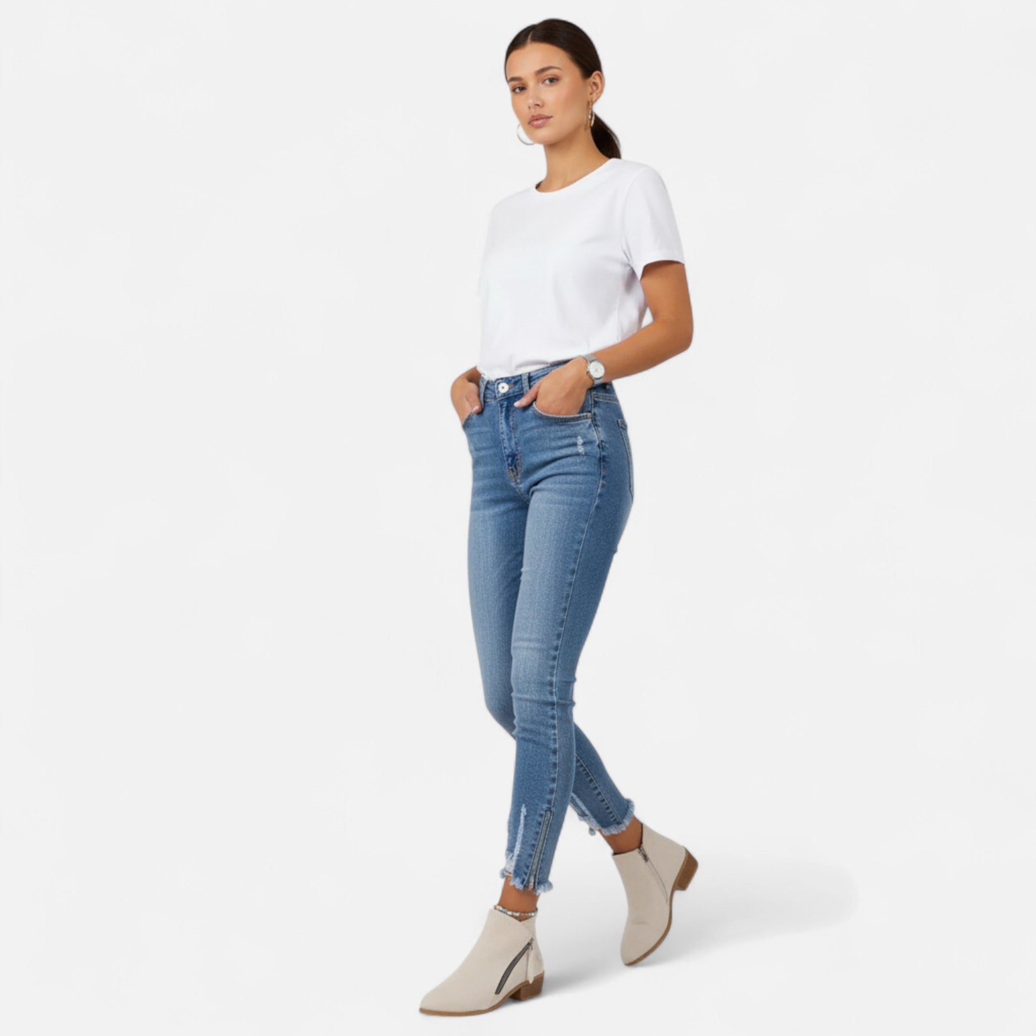 Valrien | Women’s Chunky Heel Ankle Boots with Zipper