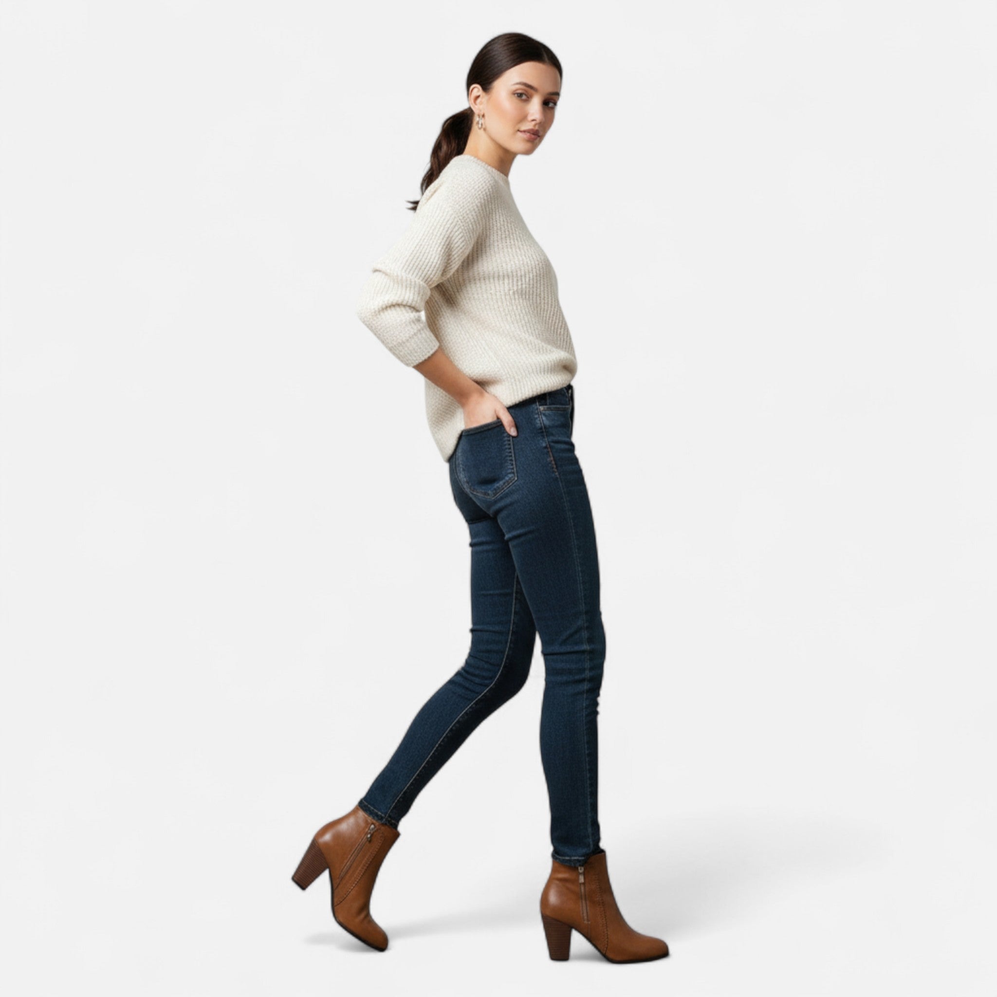 Valrien | Women’s Block Heel Ankle Boots with Side Zipper