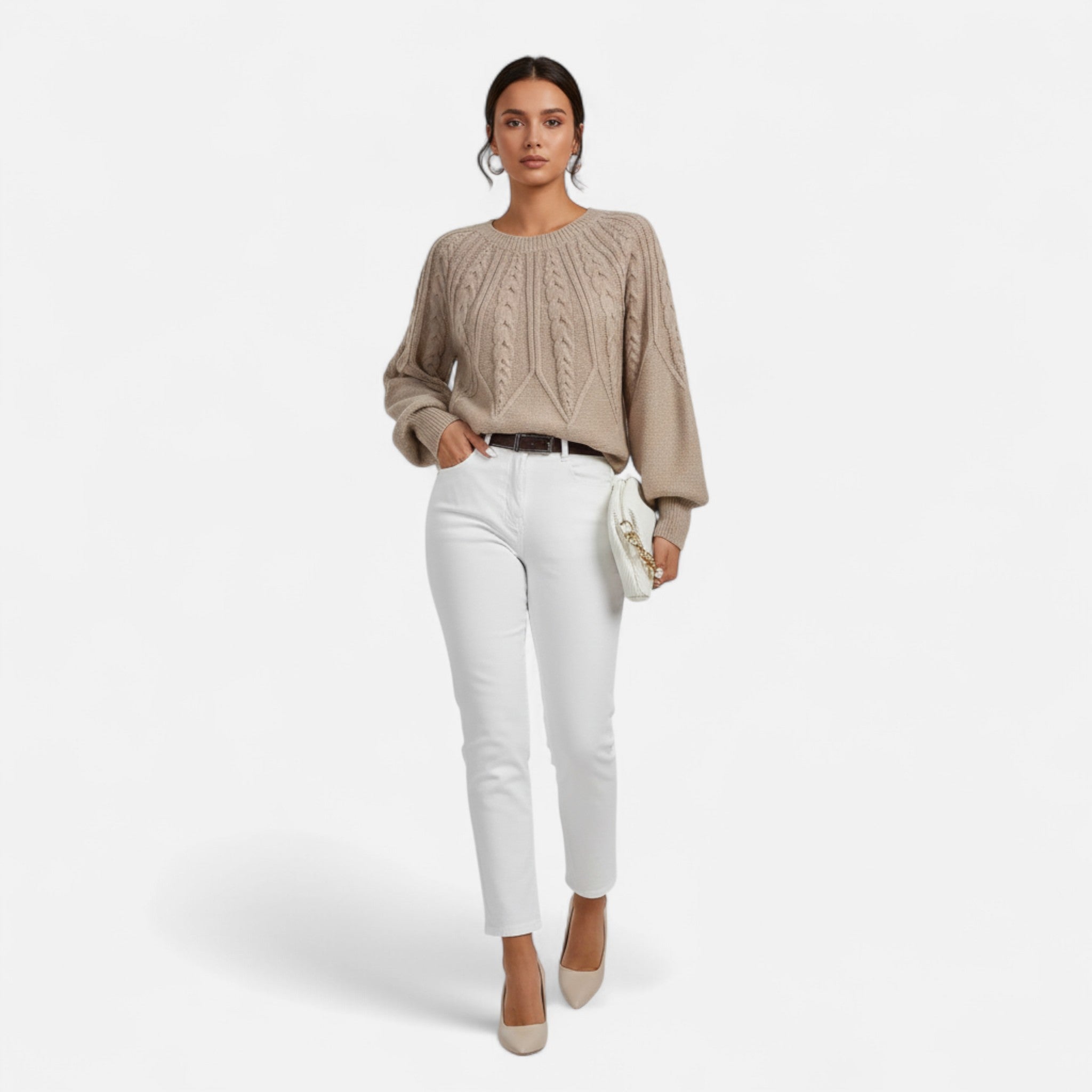 Valrien | Women’s Chunky Knit Lantern Sleeve Jumper