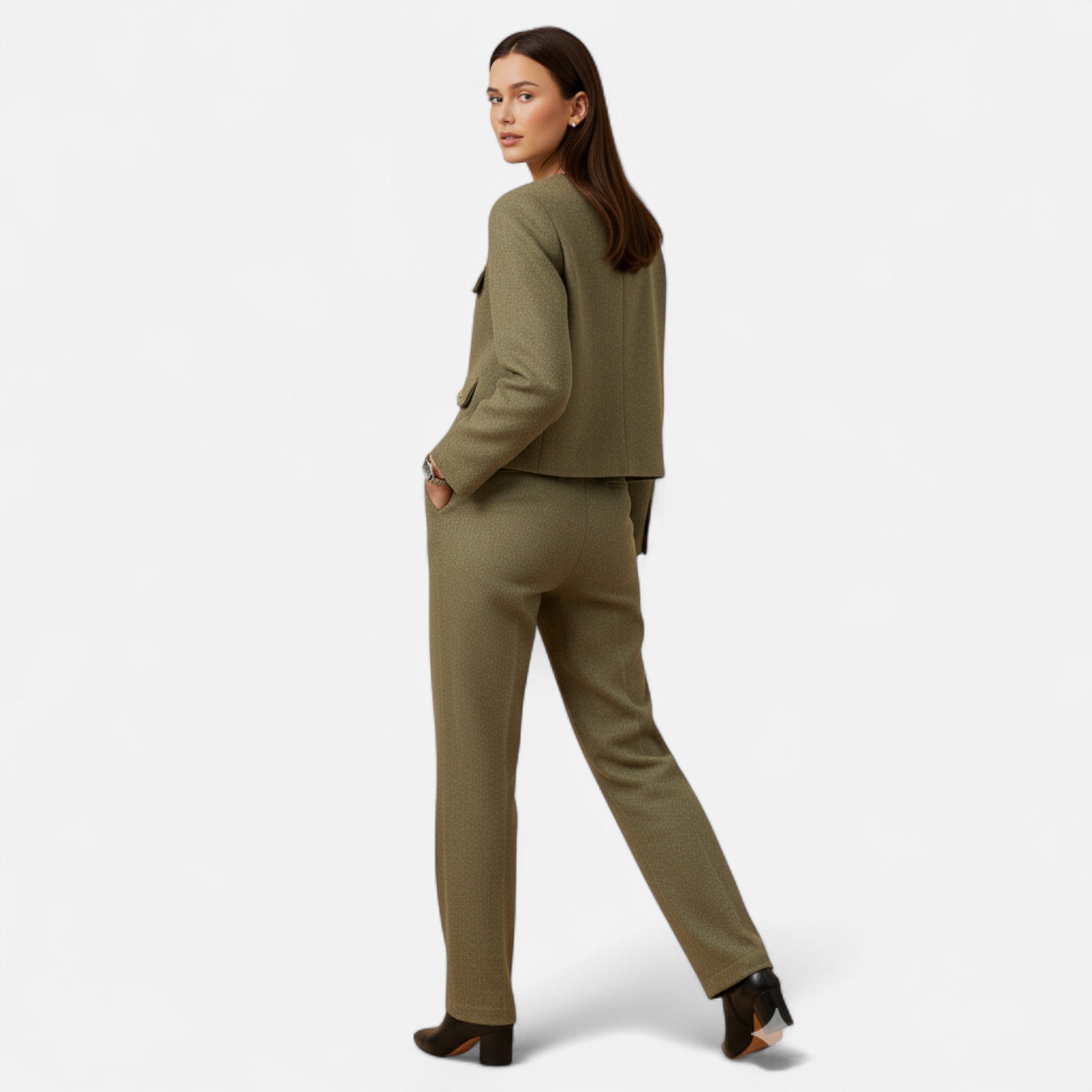 Valrien | Women’s Cropped Tweed Jacket with Buttons