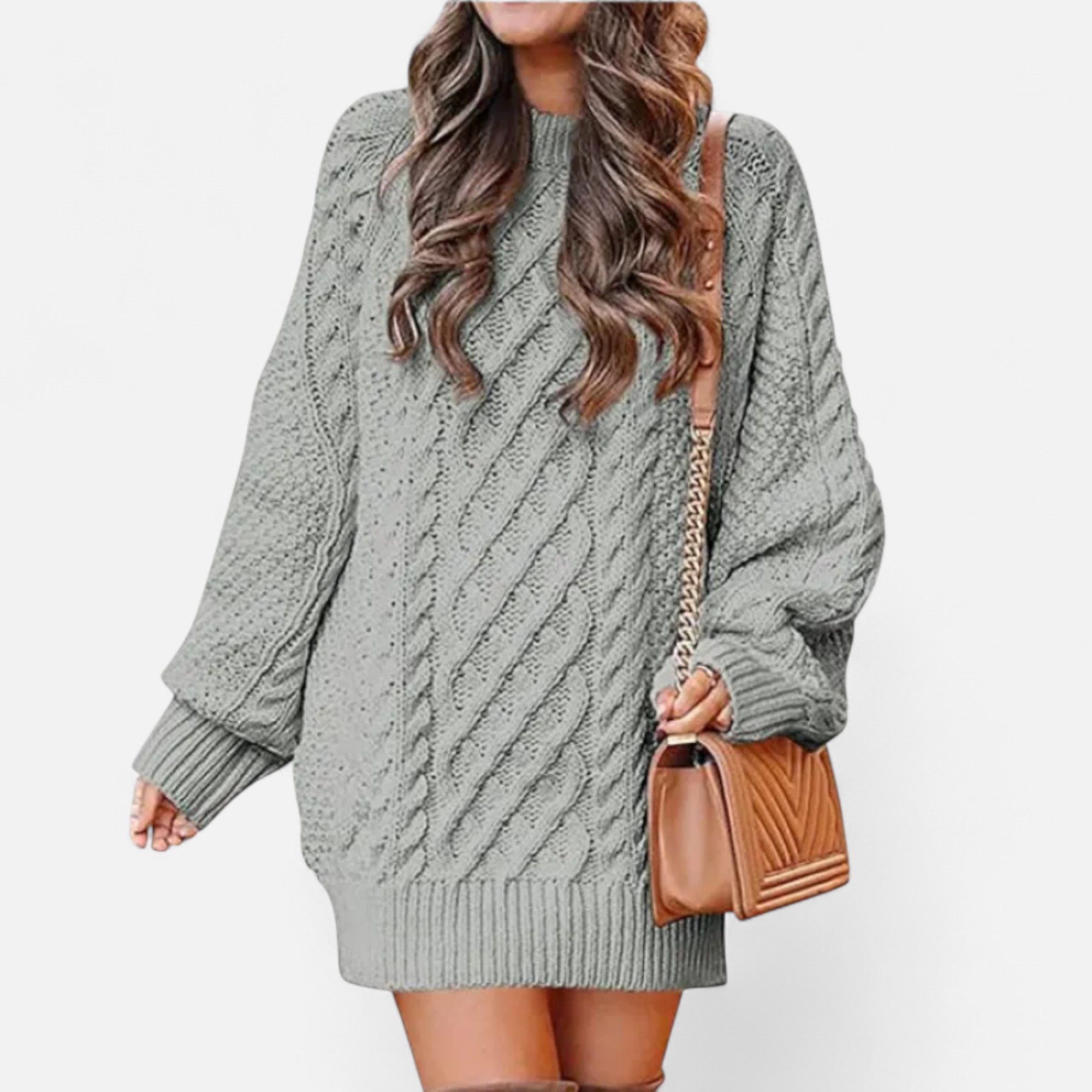 Valrien | Women’s Cable Knit Long Sleeve Dress