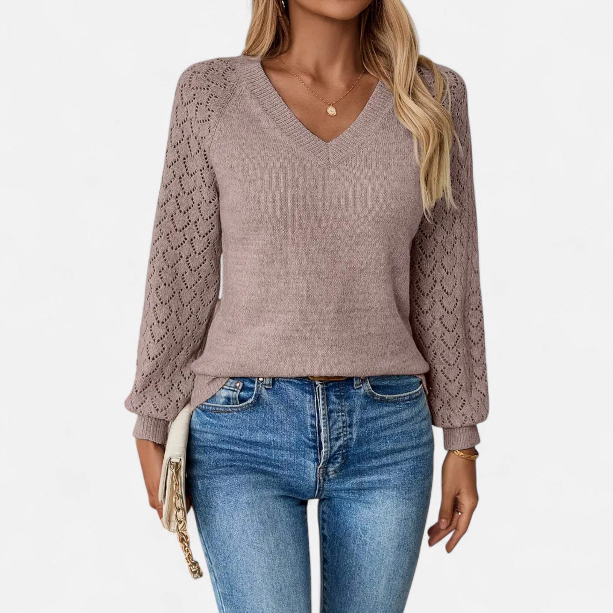 Valrien | Women’s V-Neck Knit Pullover Sweater