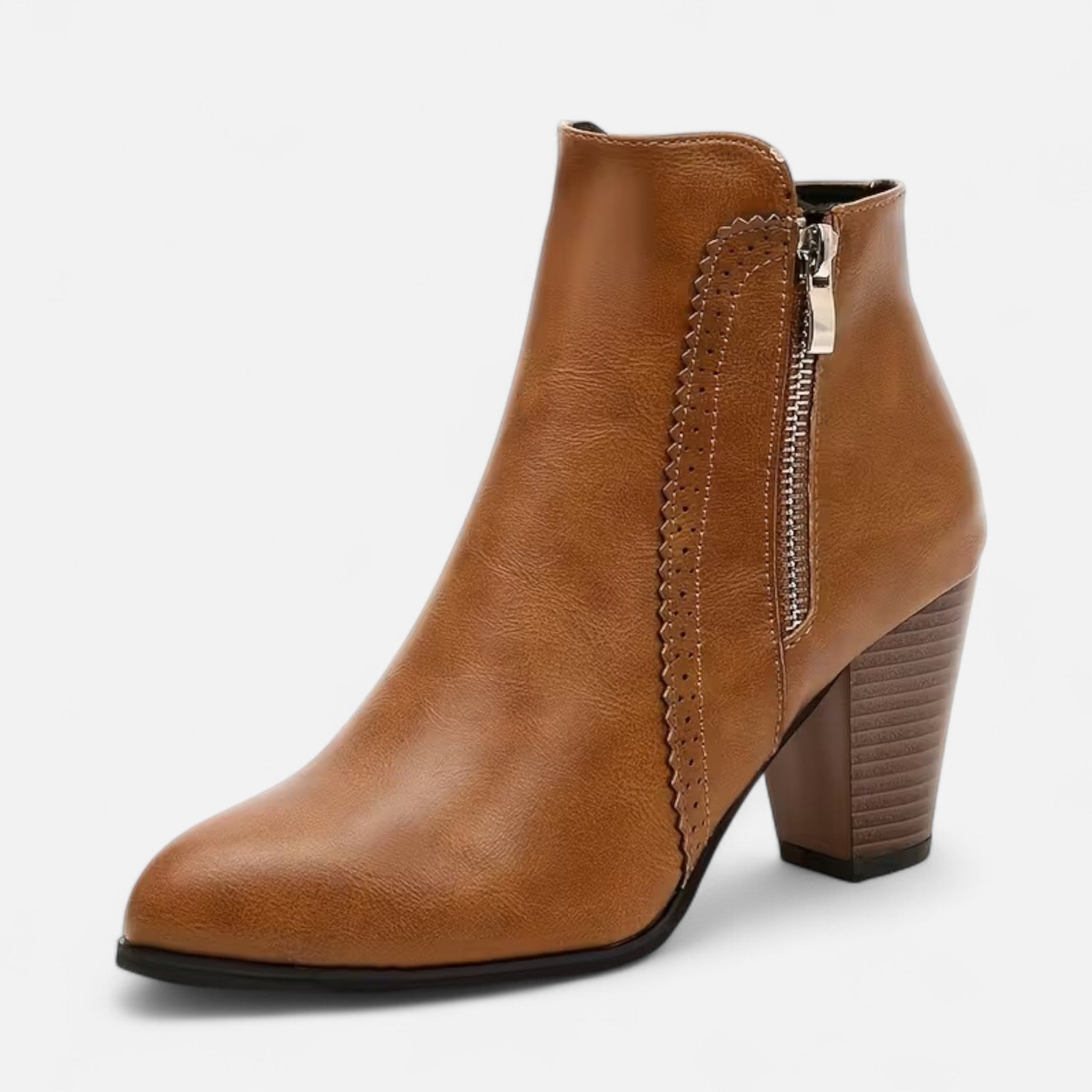 Valrien | Women’s Block Heel Ankle Boots with Side Zipper
