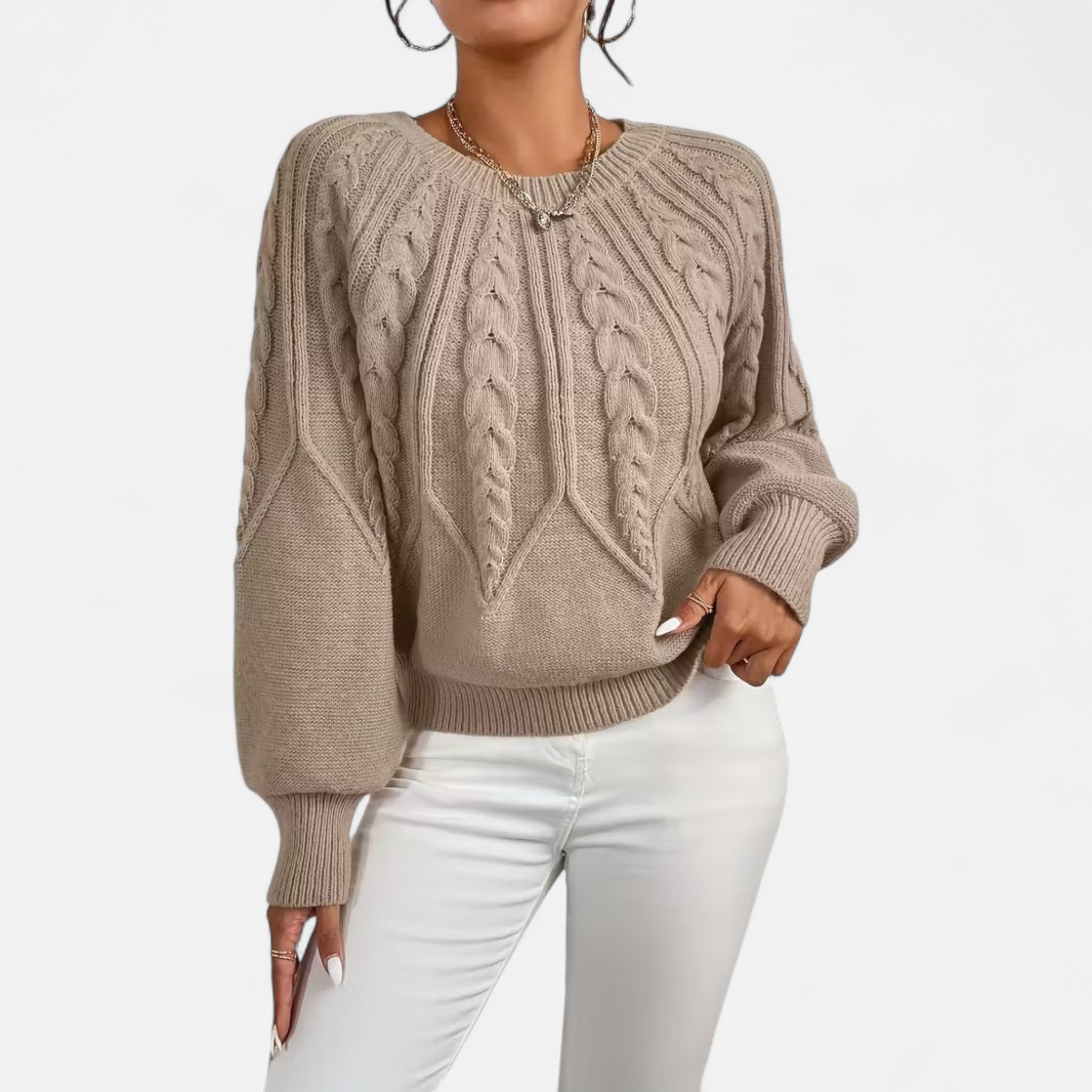 Valrien | Women’s Chunky Knit Lantern Sleeve Jumper