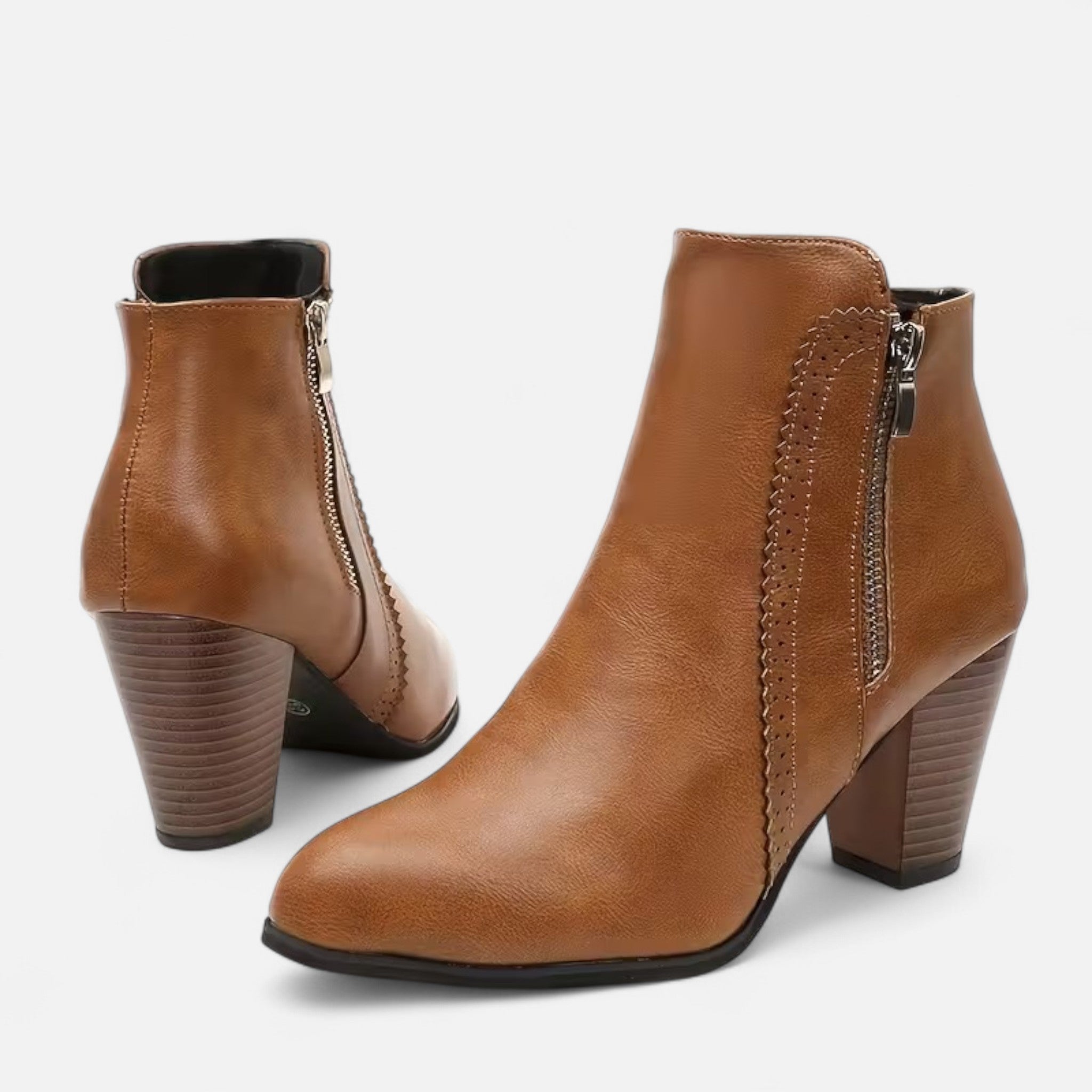 Valrien | Women’s Block Heel Ankle Boots with Side Zipper