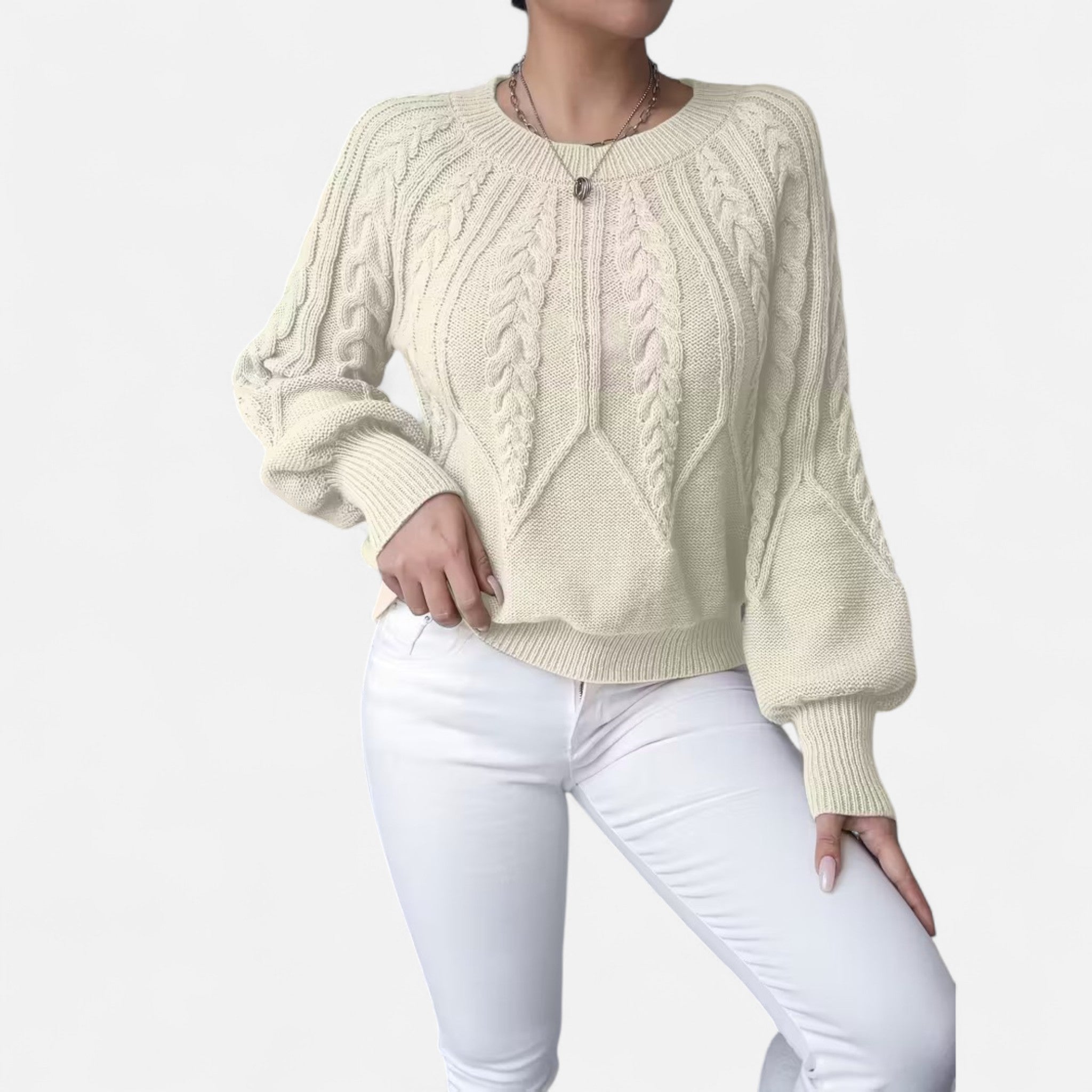 Valrien | Women’s Chunky Knit Lantern Sleeve Jumper