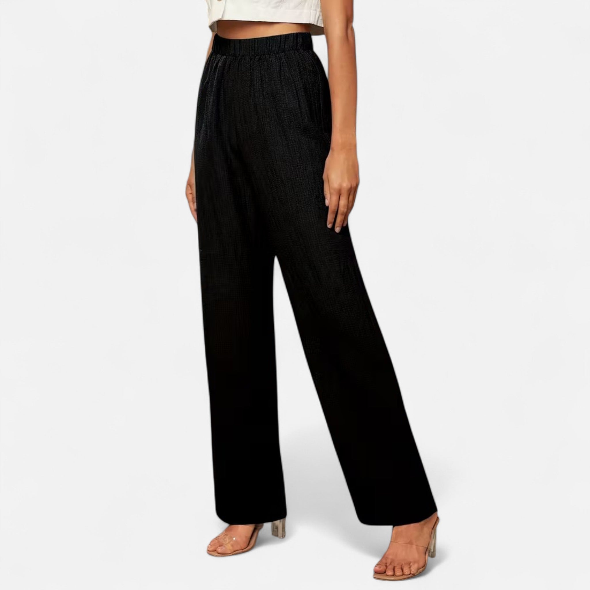 Valrien | Women’s High-Waisted Navy Straight-Leg Trousers
